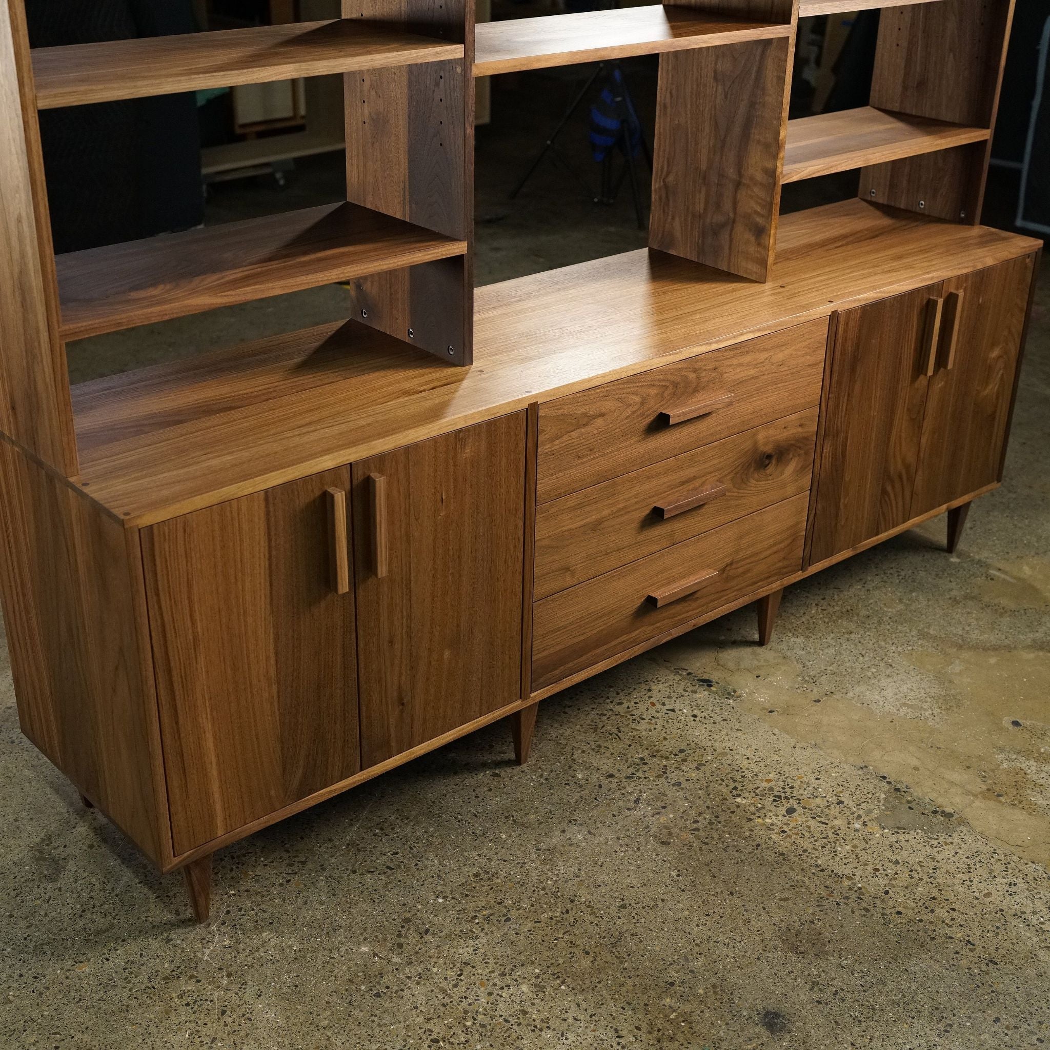 Gilles Hutch 3 Drawer 80W HU01 Front Drawers Closed View by Tomfoolery Wood Co
