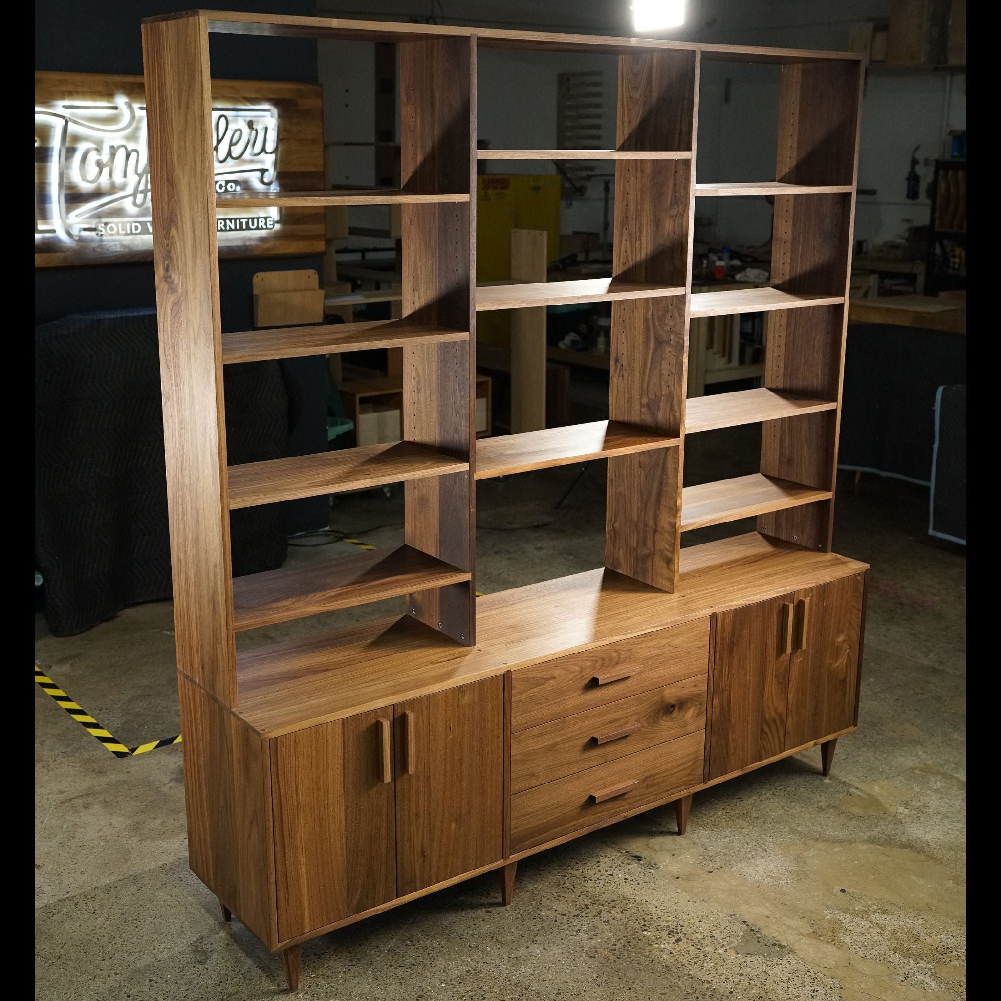 Gilles Hutch 3 Drawer 80W HU01 Front View by Tomfoolery Wood Co