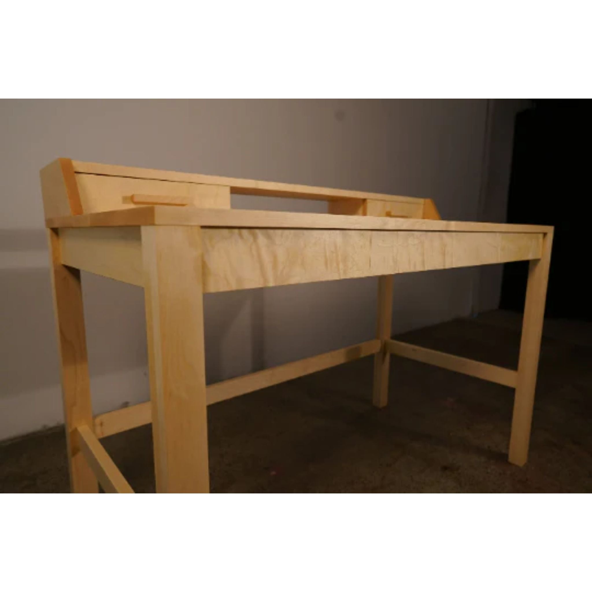 Gordon Writing Desk (shown in Maple) DK02 Corner Close View by Tomfoolery Wood Co