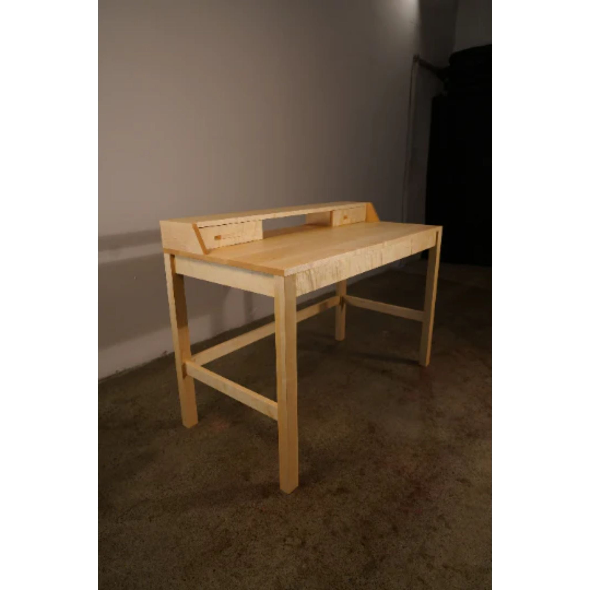 Gordon Writing Desk (shown in Maple) DK02 Side View by Tomfoolery Wood Co