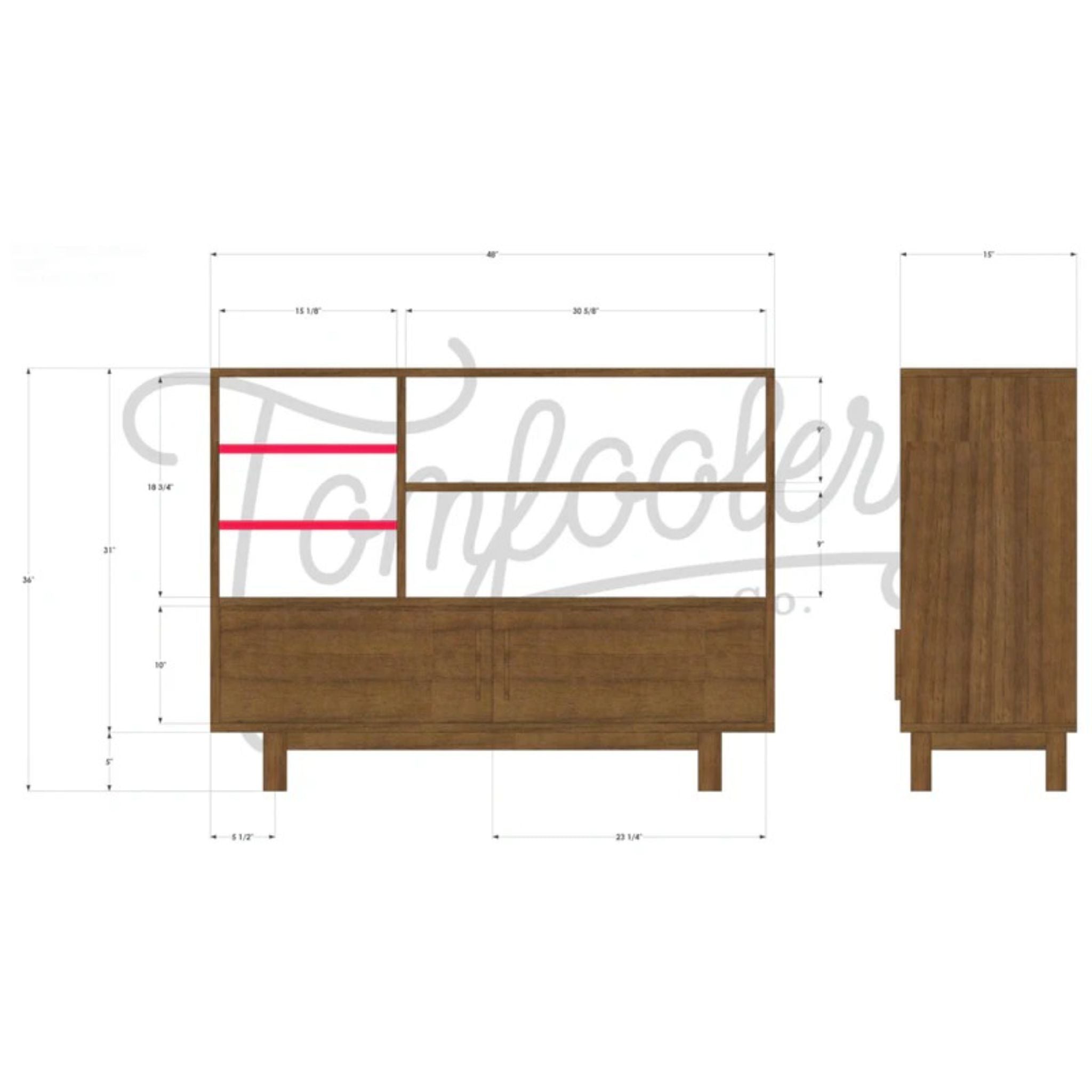 Guthrie Media Console CN54 Dimensions by Tomfoolery Wood Co