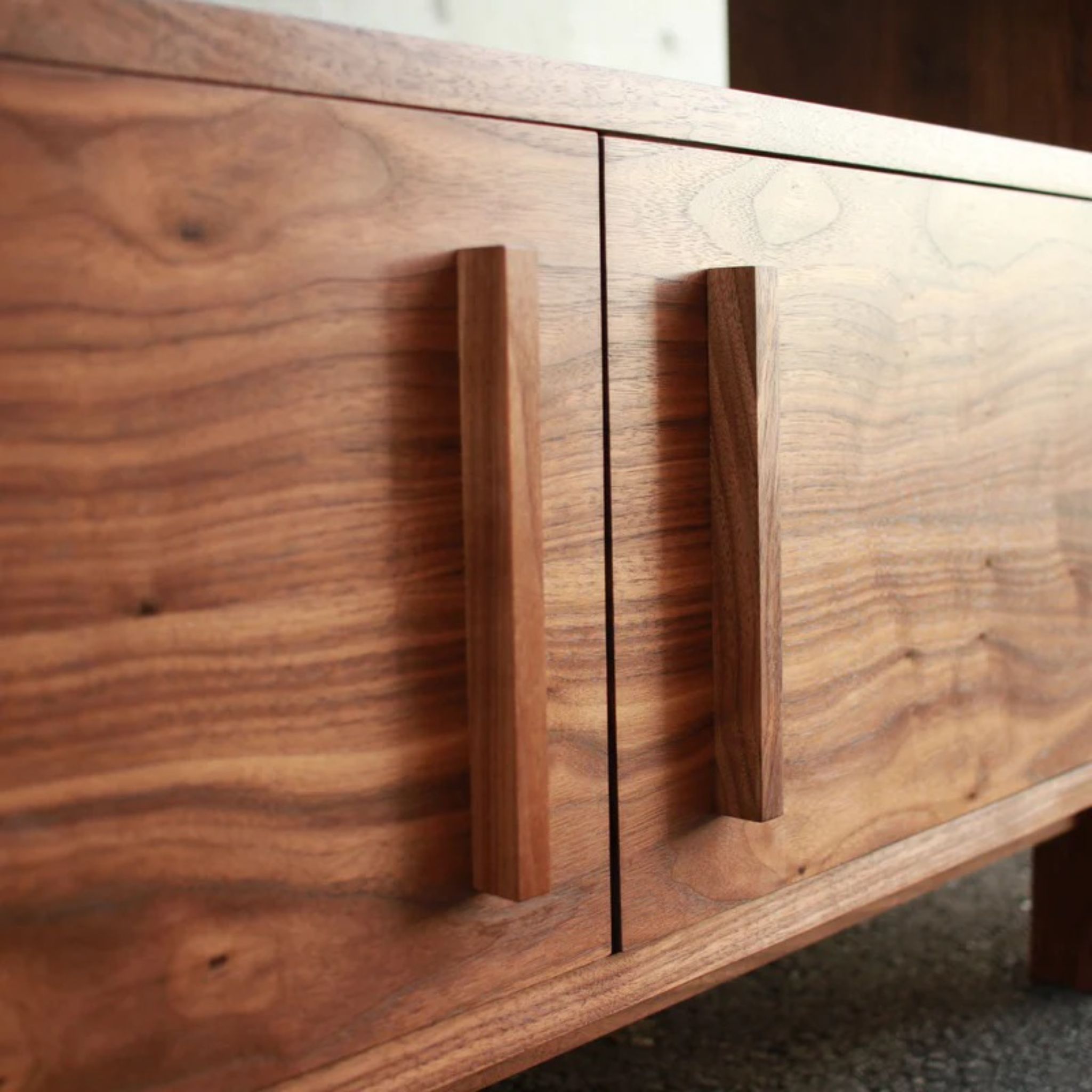 Guthrie Media Console CN54 Drawers Closeup View by Tomfoolery Wood Co