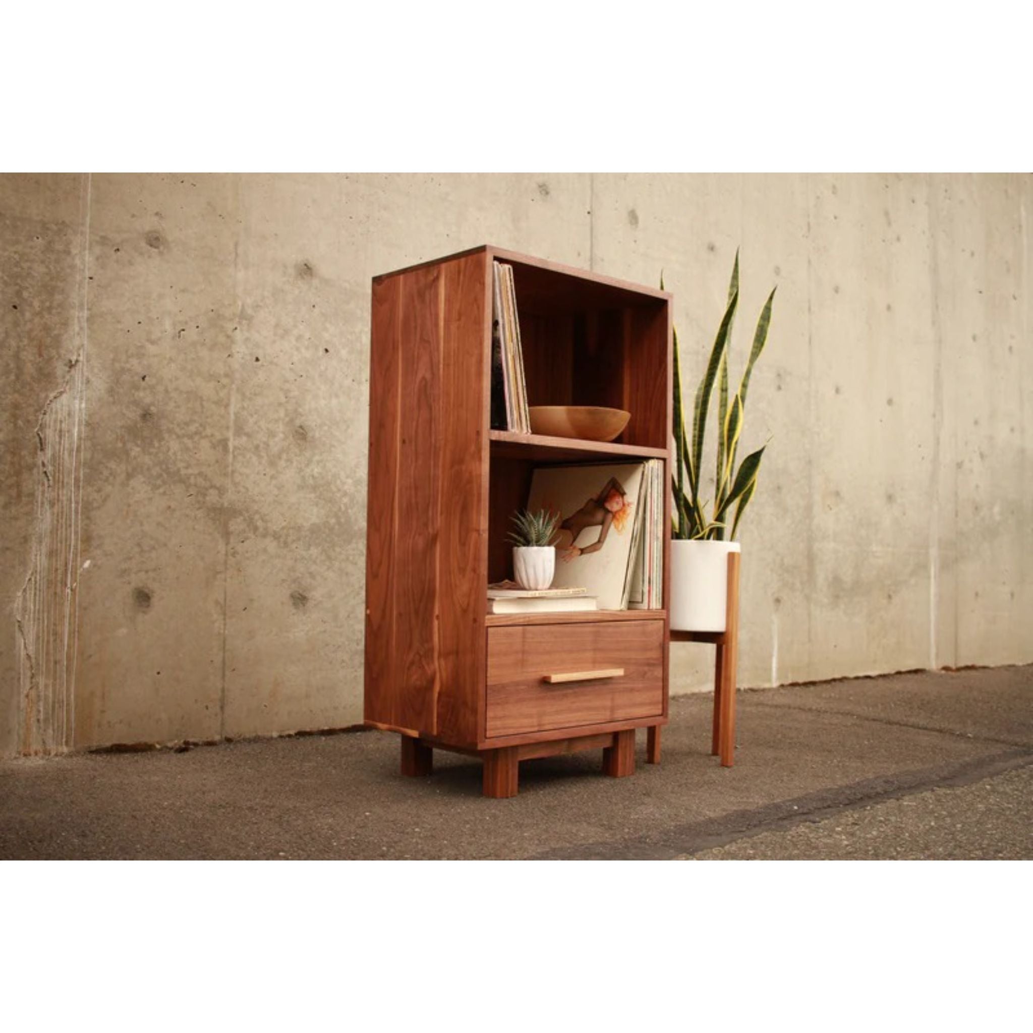 Halfstack Bookcase (Alt) BC17 Full Side View by Tomfoolery Wood Co