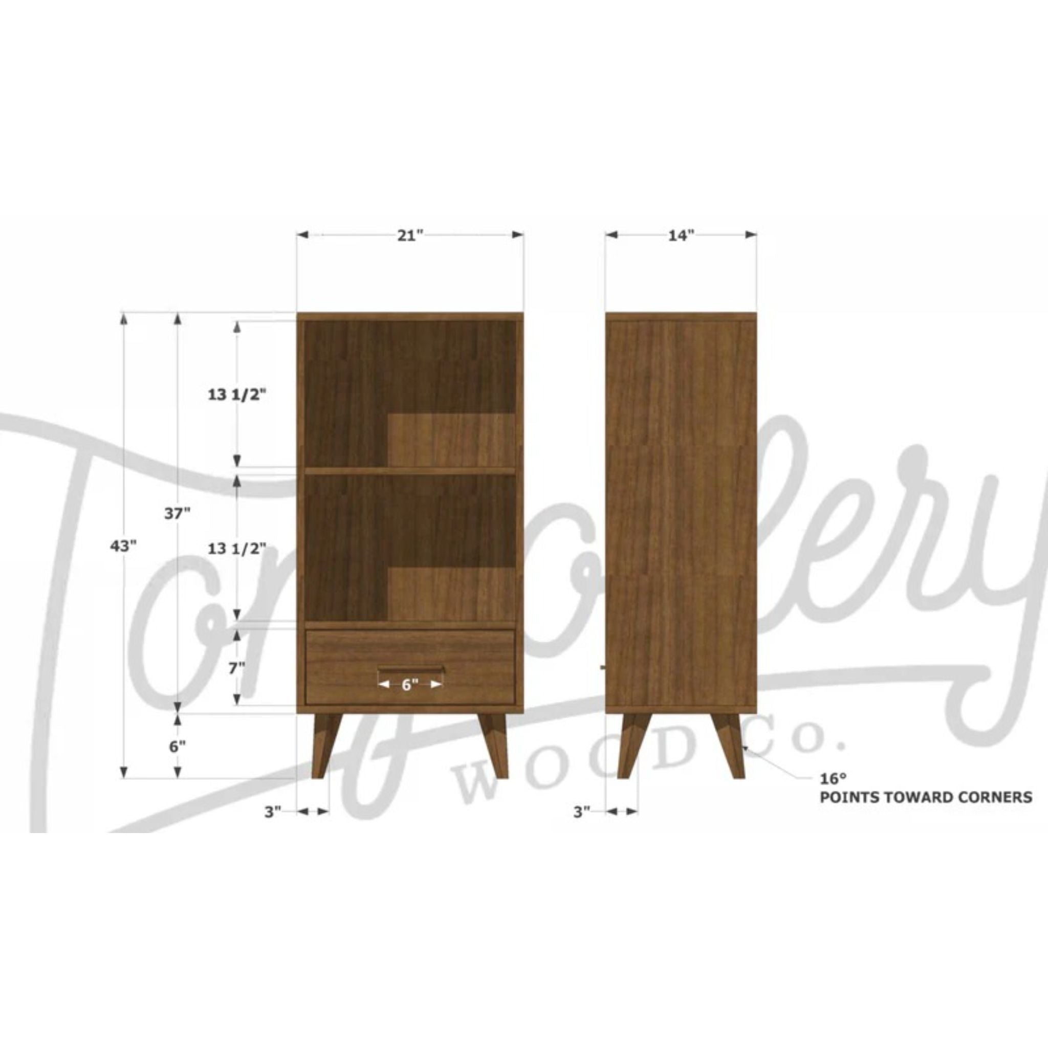 Halfstack Bookcase BC15 Dimensions by Tomfoolery Wood Co