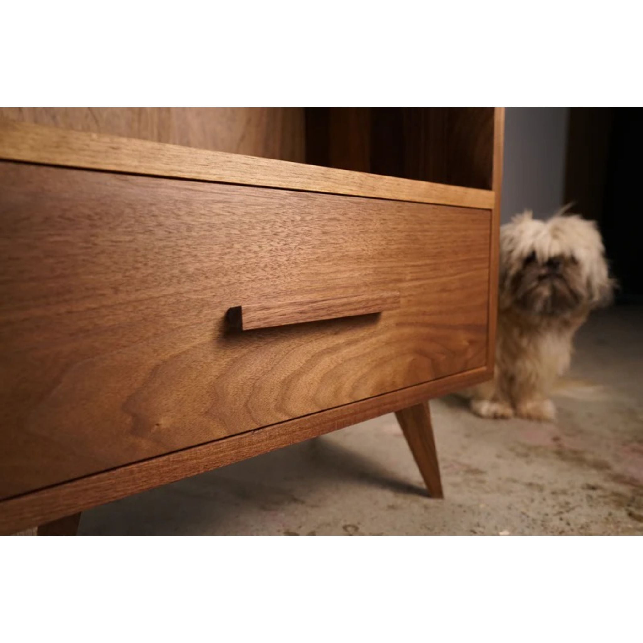 Halfstack Bookcase BC15 Drawer Closeup Side View by Tomfoolery Wood Co