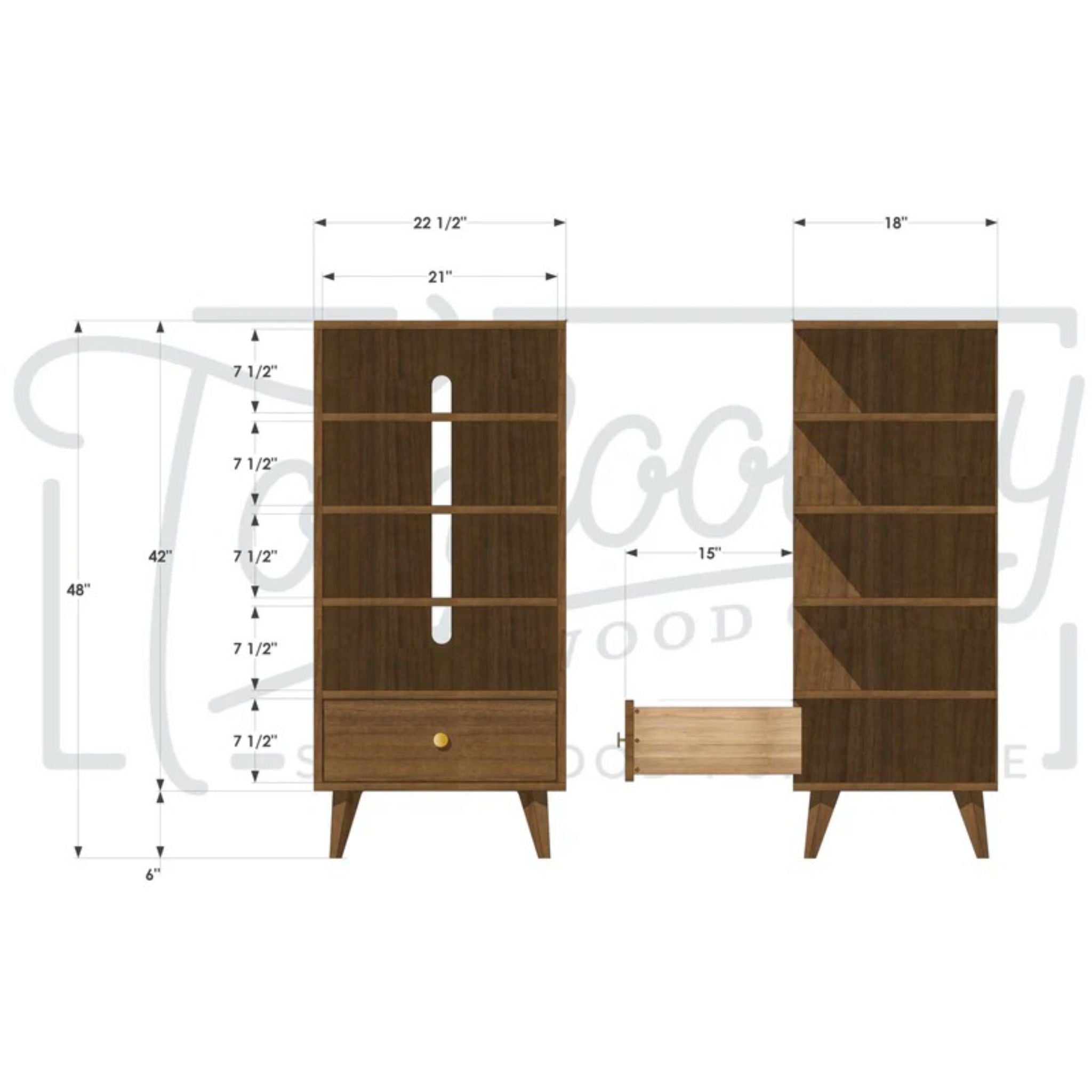 Halfstack Bookcase Lam Edition BC07 Dimensions by Tomfoolery Wood Co