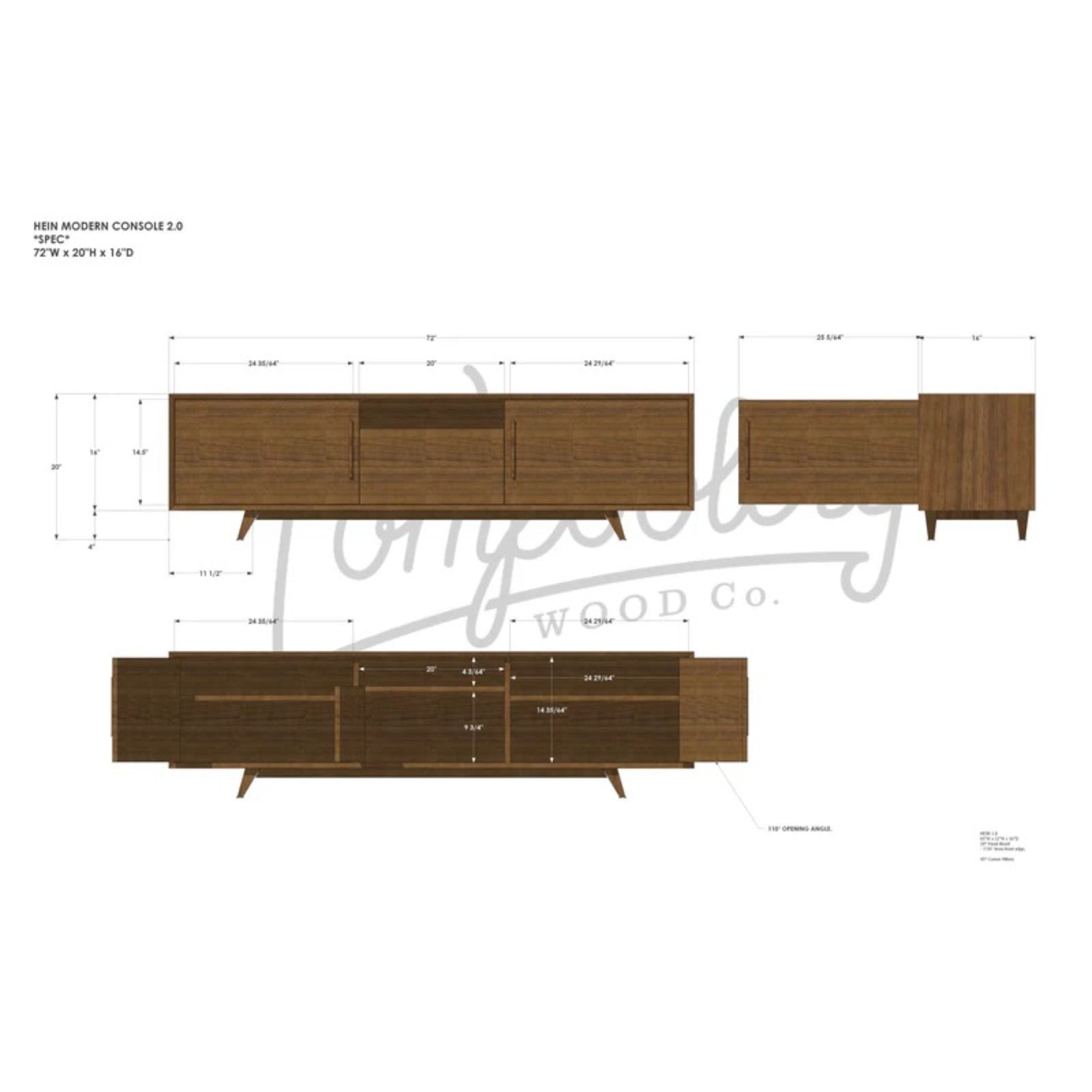 Hein Modern Console 2.0 CN74 Dimensions by Tomfoolery Wood Co