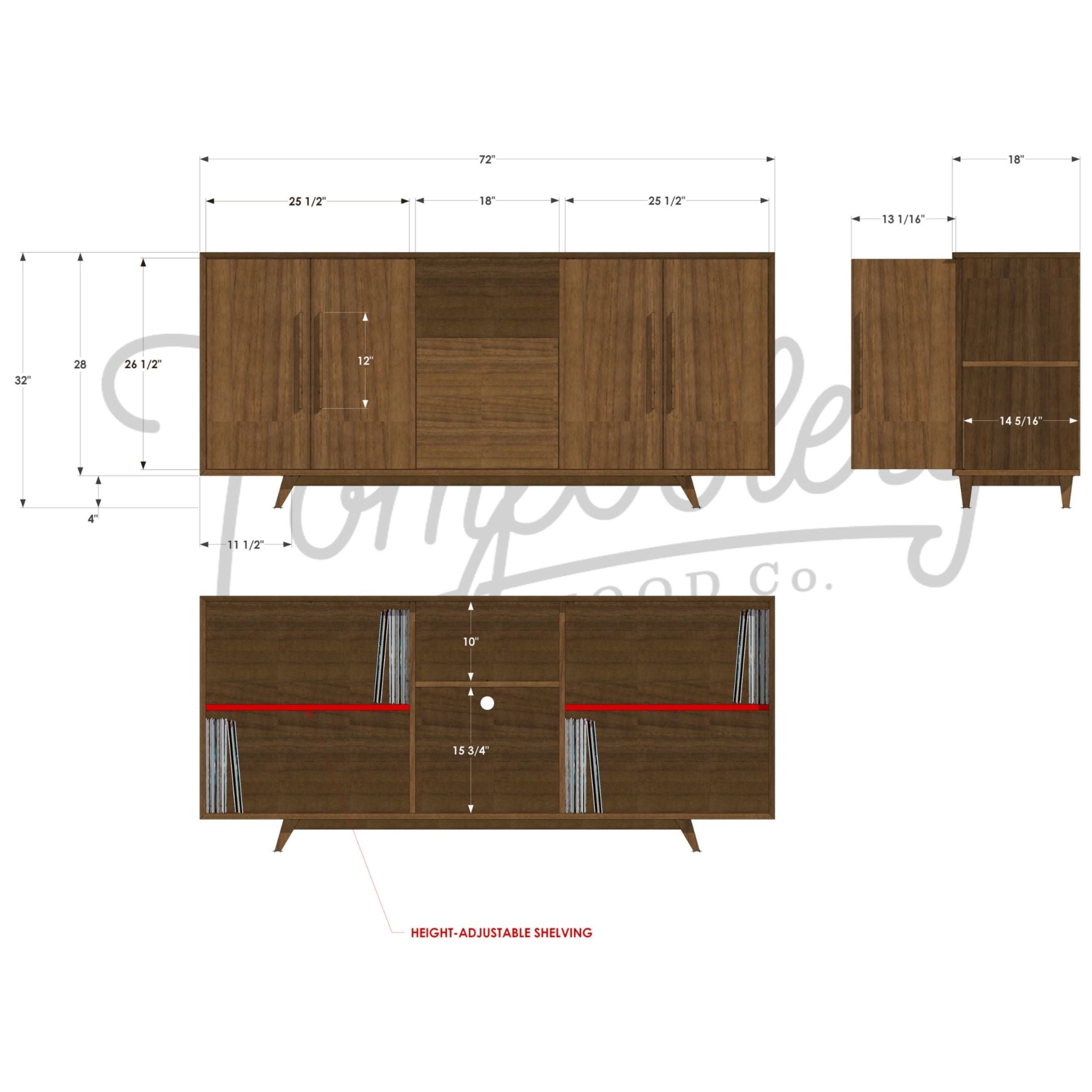 Hein Modern Console 4.0 CN11 Dimensions by Tomfoolery Wood Co