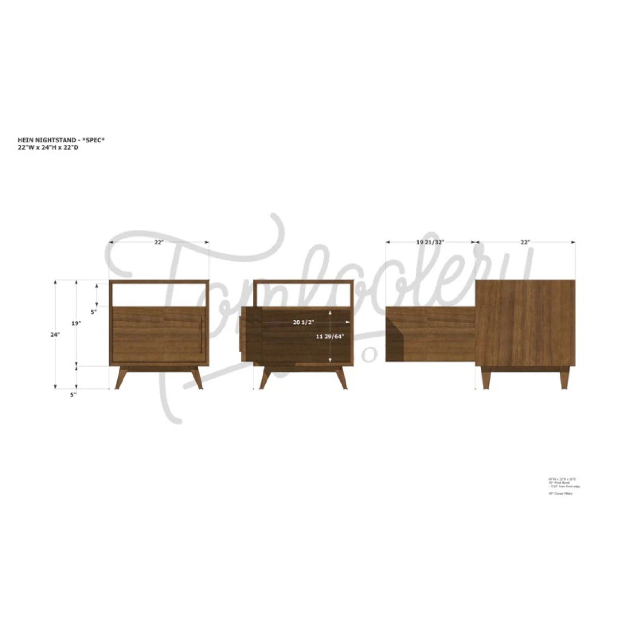 Hein Nightstand End Table ET10 Dimensions by Tomfoolery Wood Co