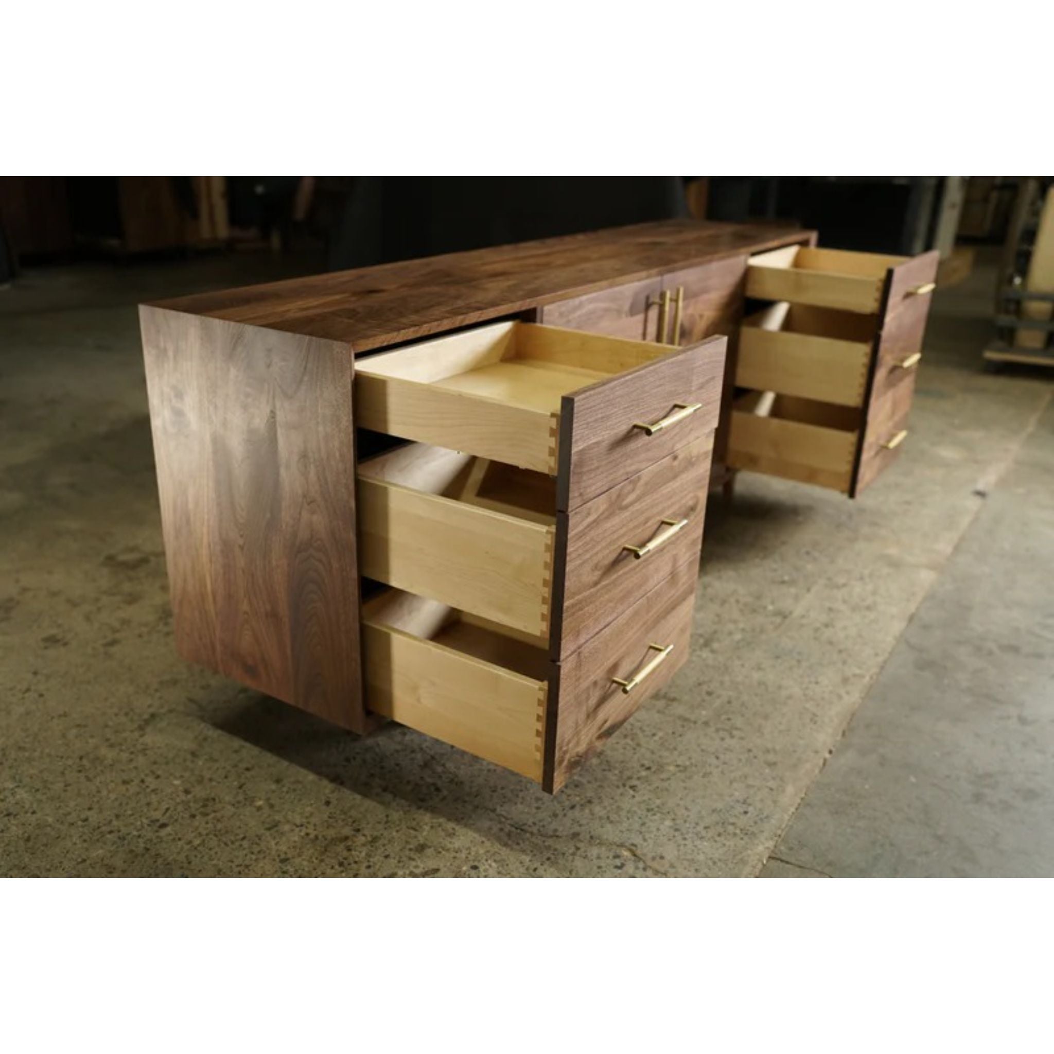 Hernandez Console 6 Drawers CN23 Opened Drawers View by Tomfoolery Wood Co