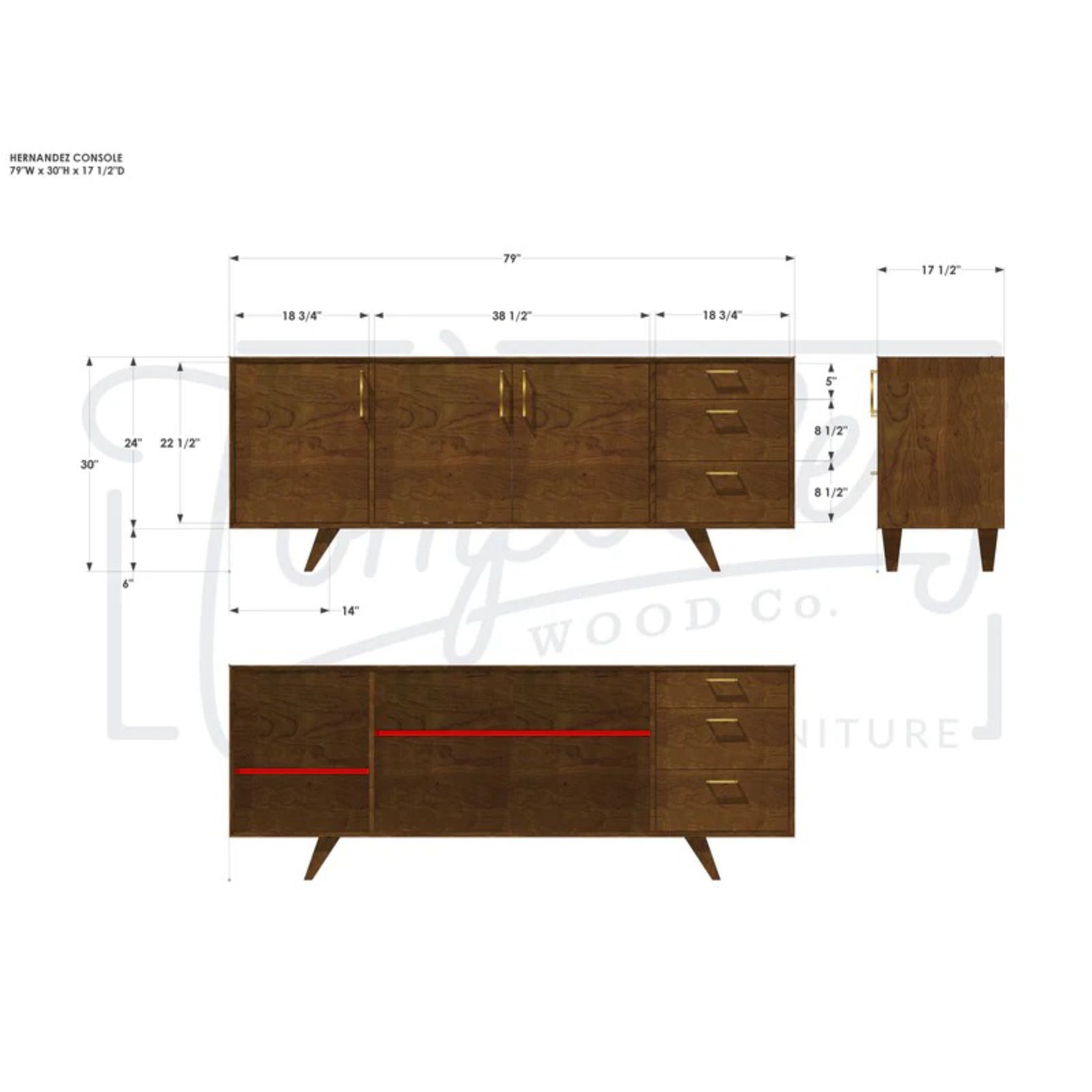 Hernandez Console CN60 Dimensions by Tomfoolery Wood Co