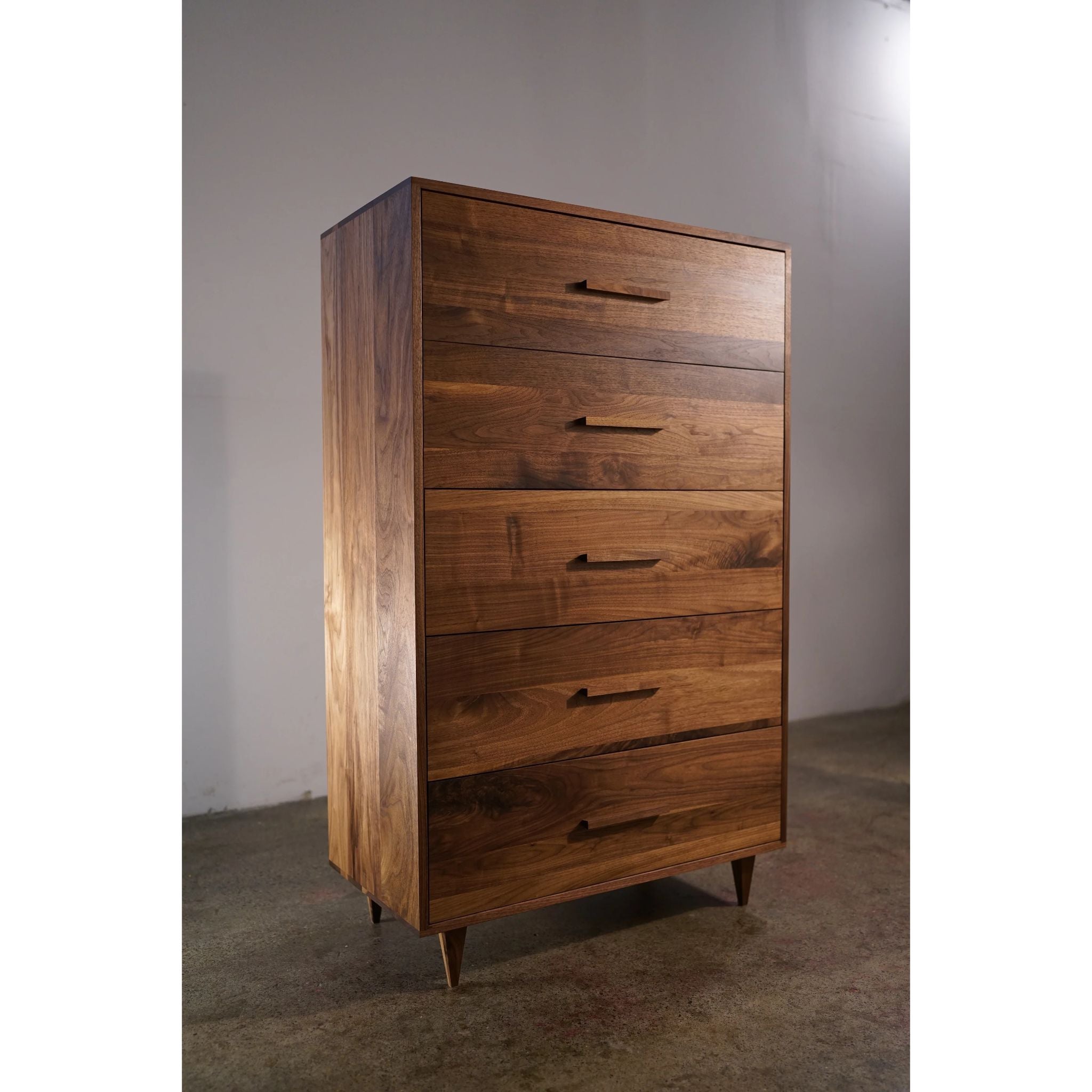 Highboy Dresser 5 Drawer DR02 Front View by Tomfoolery Wood Co