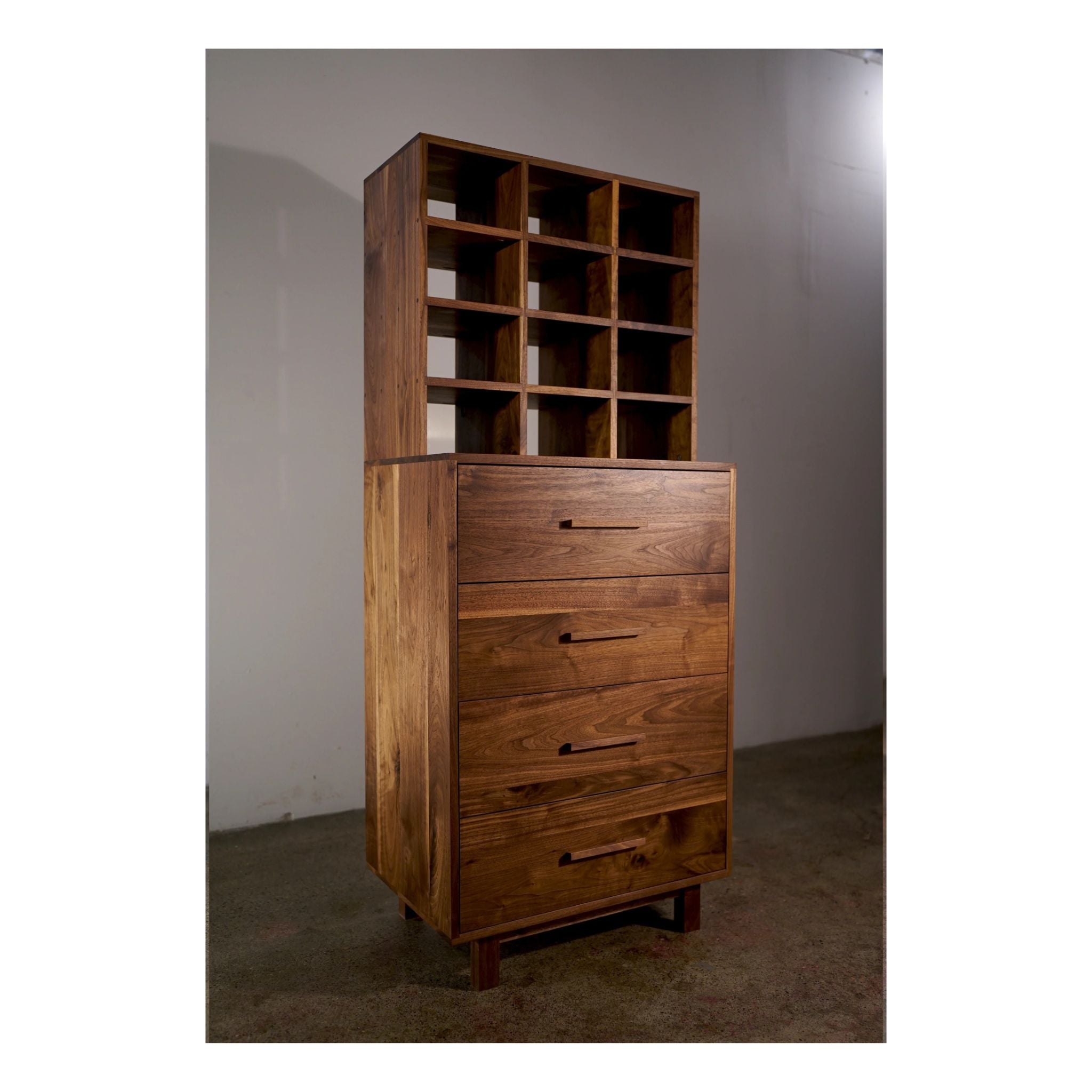 Highboy Dresser Shoe Storage DR05 Full View by Tomfoolery Wood Co
