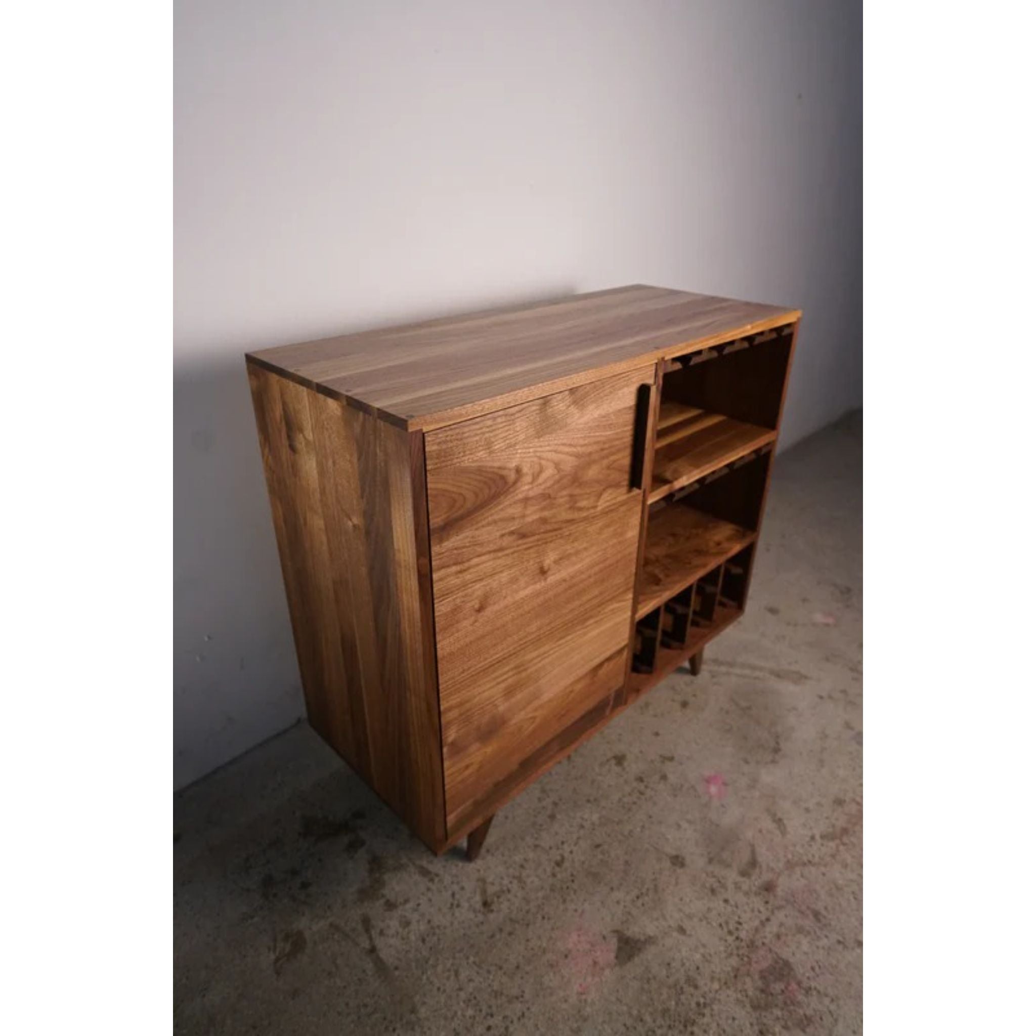 Hoppe Bar Cabinet BR14 Top Side View By Tomfoolery Wood Co