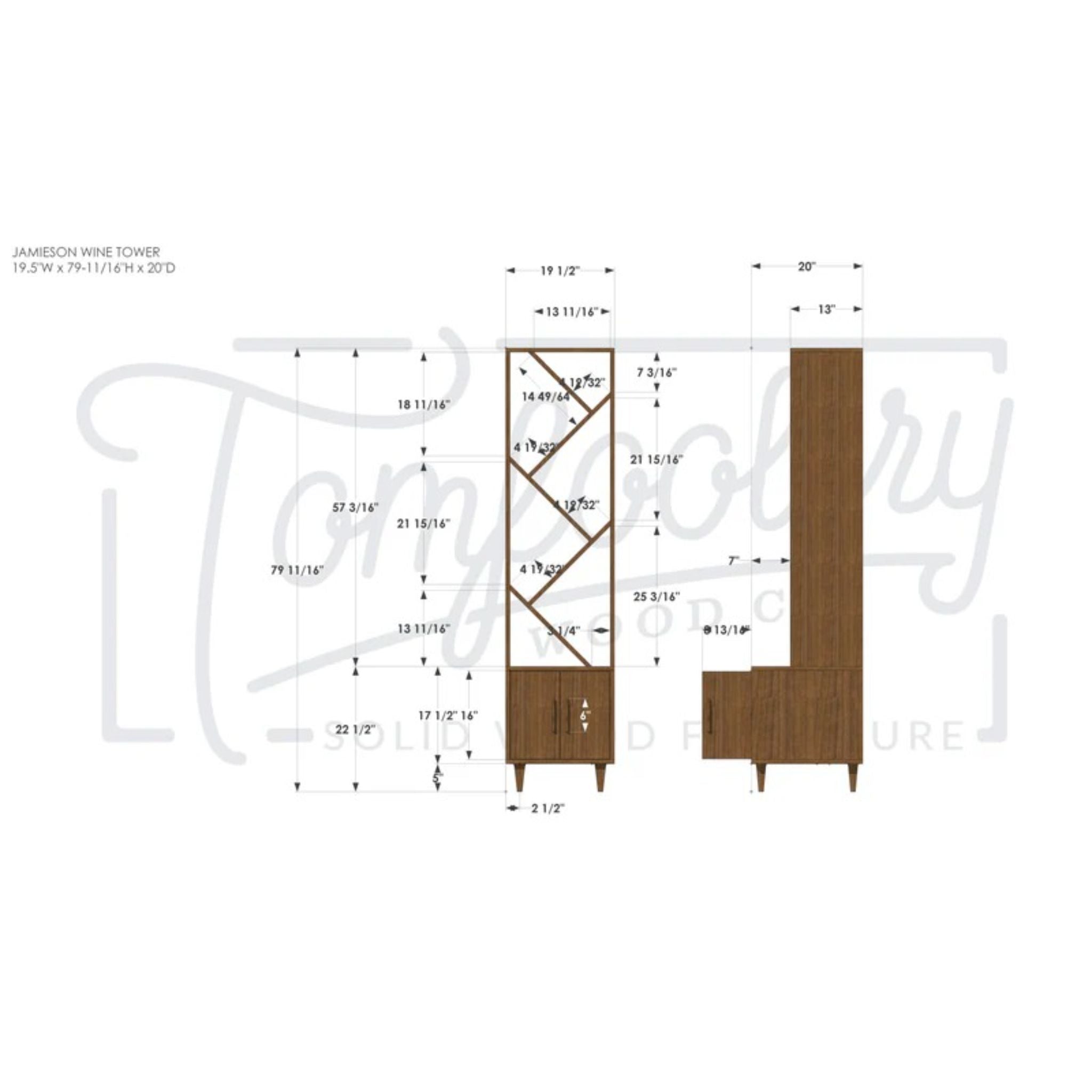 Jamieson Wine Tower BR04 Dimensions by Tomfoolery Wood Co