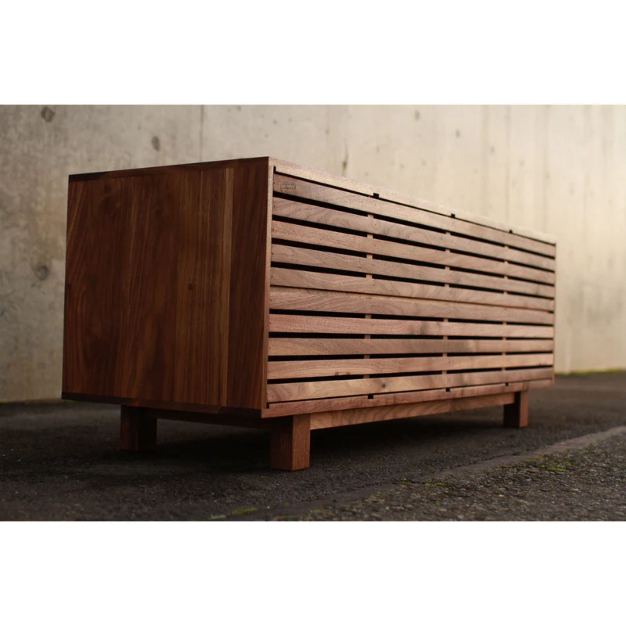 Joaquin Storage Bench 48 Wide BN16 Back Side View by Tomfoolery Wood Co