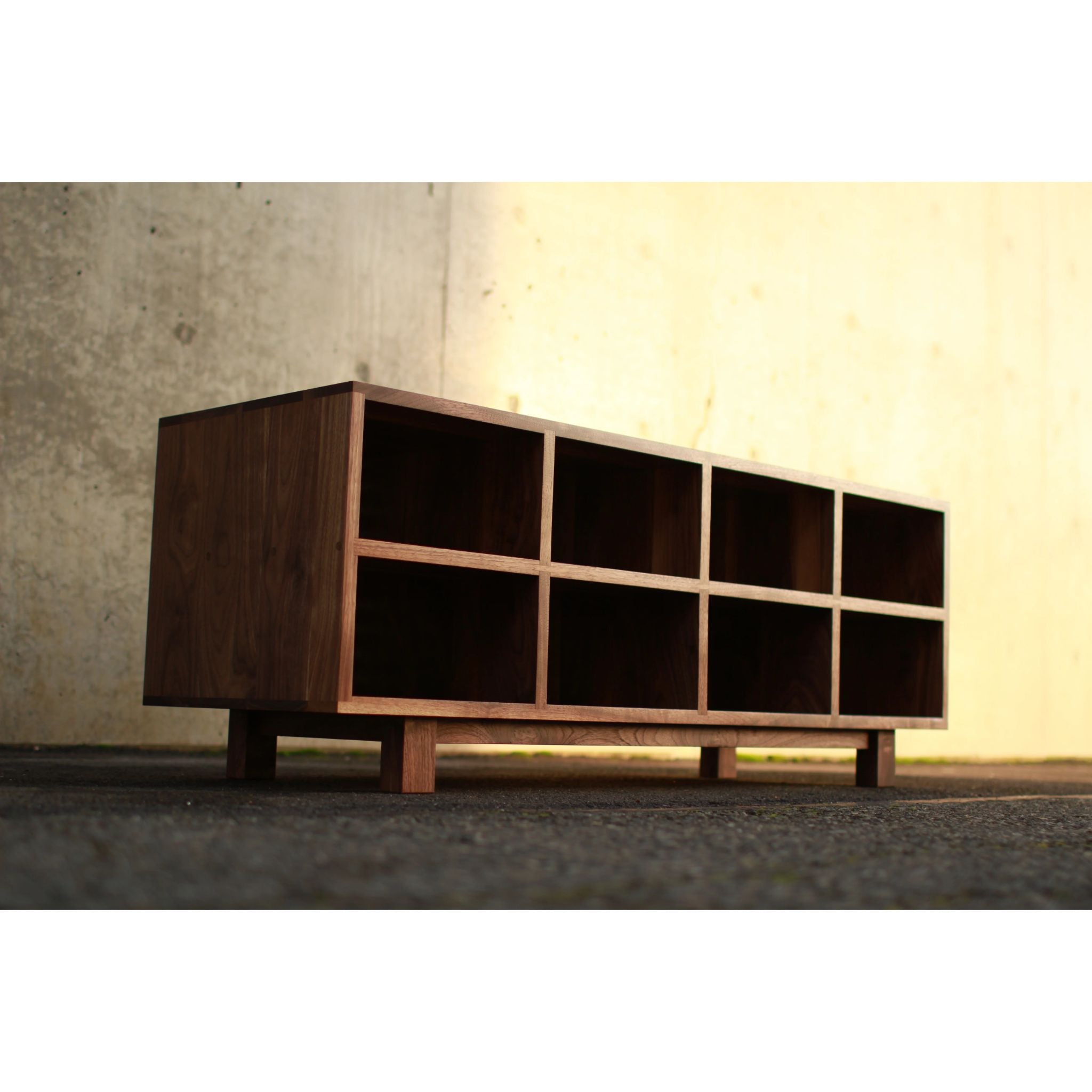 Joaquin Storage Bench 48 Wide BN16 Front Side View by Tomfoolery Wood Co