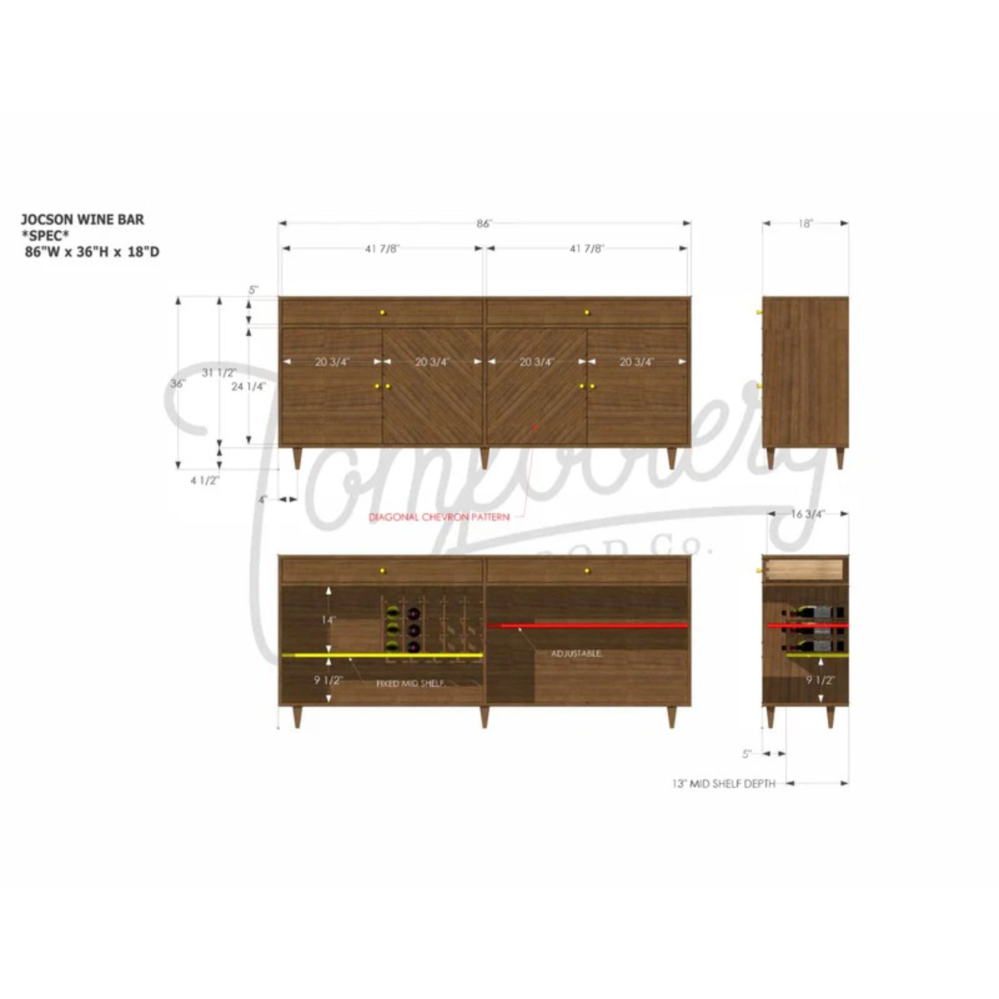 Jocson Wine Bar BR16 Dimensions by Tomfoolery Wood Co