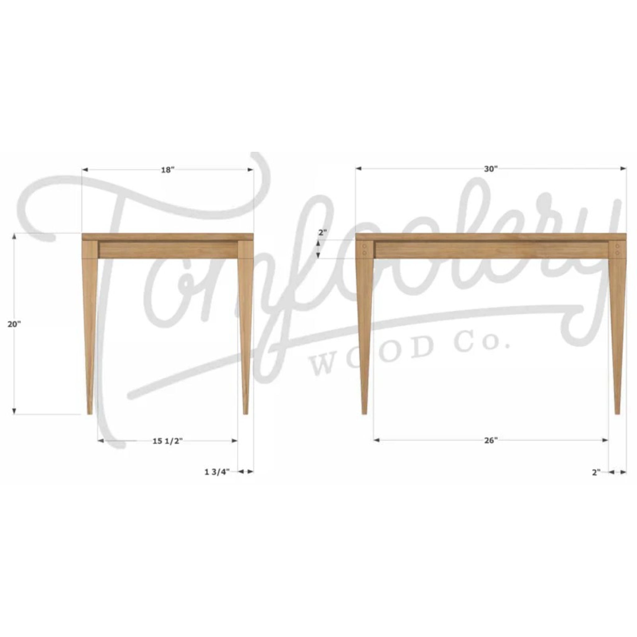 Lavios End Table ET05 Dimensions by Tomfoolery Wood Co