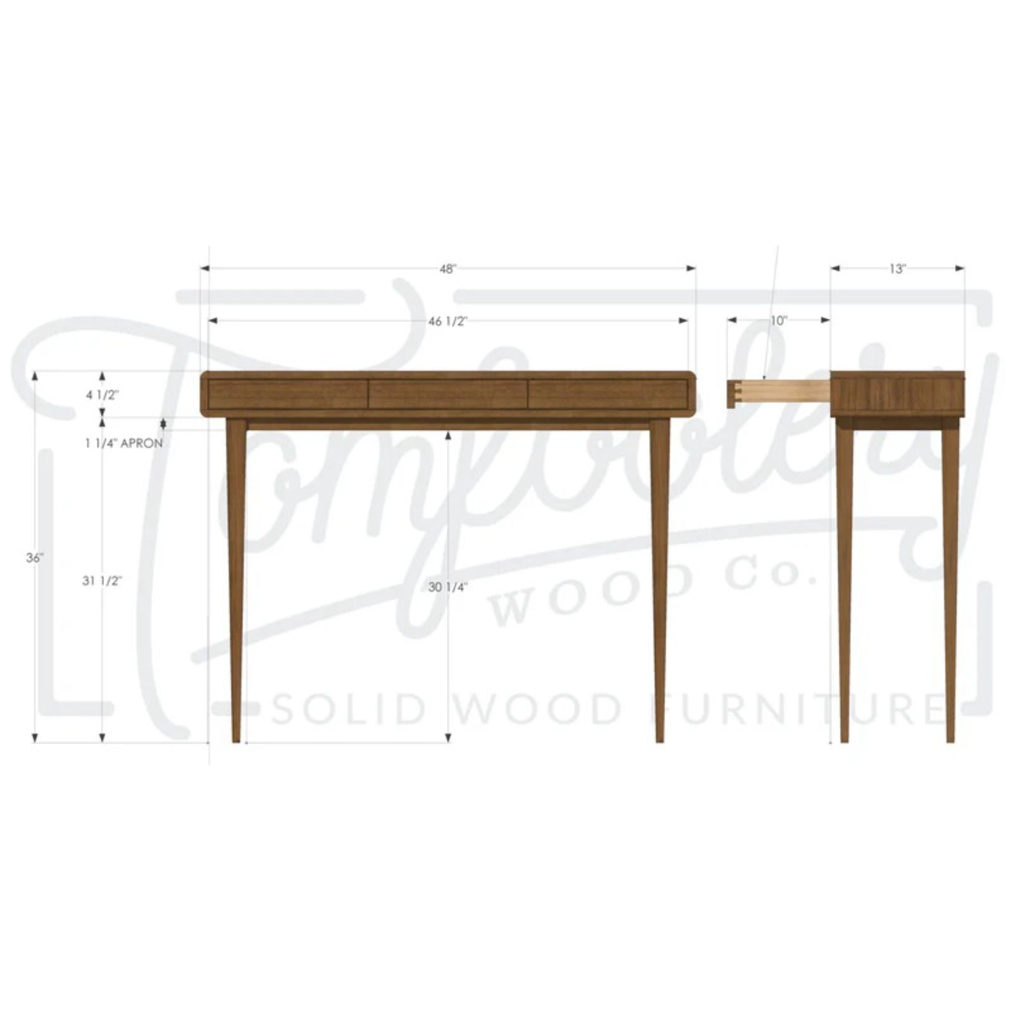 Legard Hallway Table TB15 Dimensions by Tomfoolery Wood Co