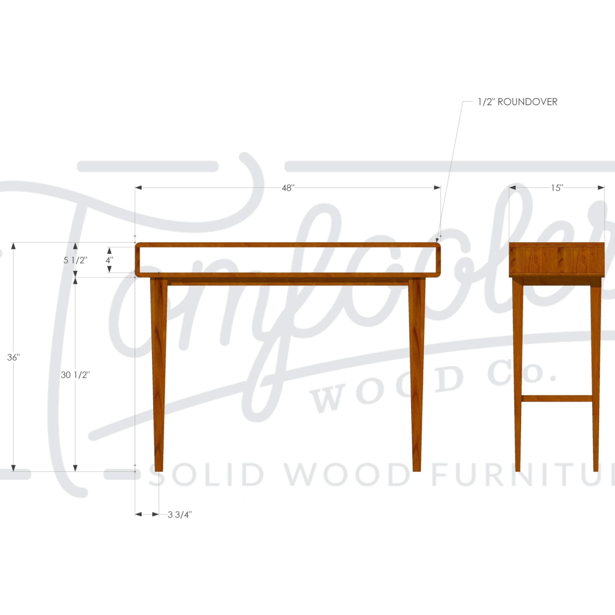 Legard Table No Drawers TB05 Dimensions by Tomfoolery Wood Co