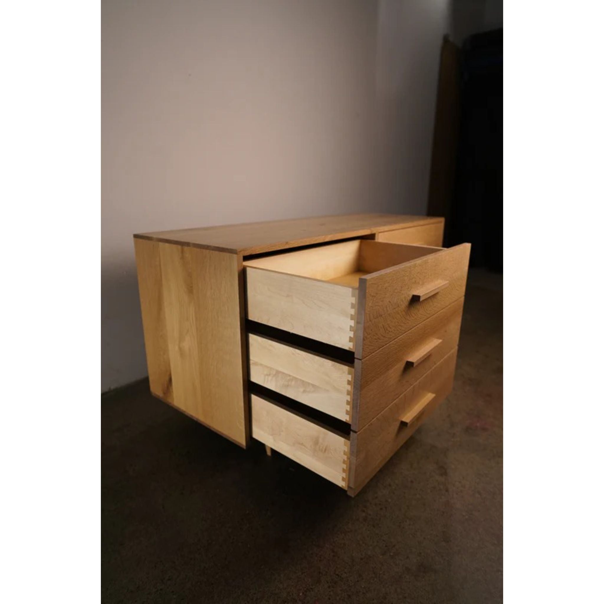 Lowboy Dresser 6 Drawer DR06 Opened Drawers View by Tomfoolery Wood Co