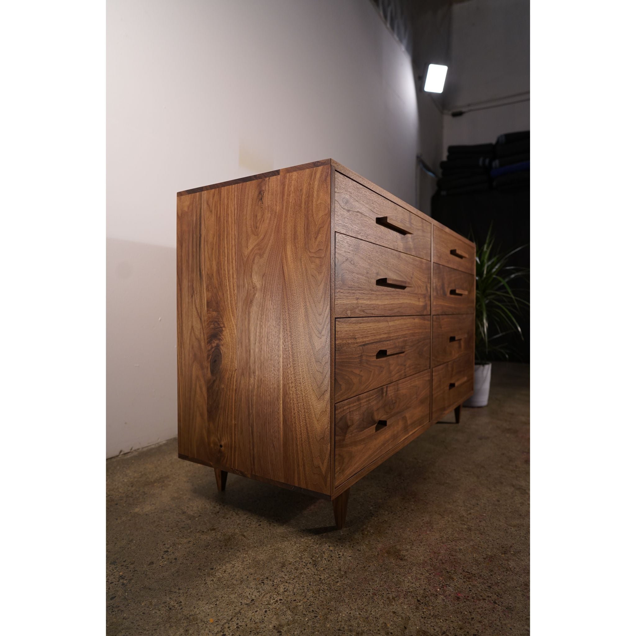 Lowboy Dresser 8 Drawer DR01 Left Side View 1 by Tomfoolery Wood Co