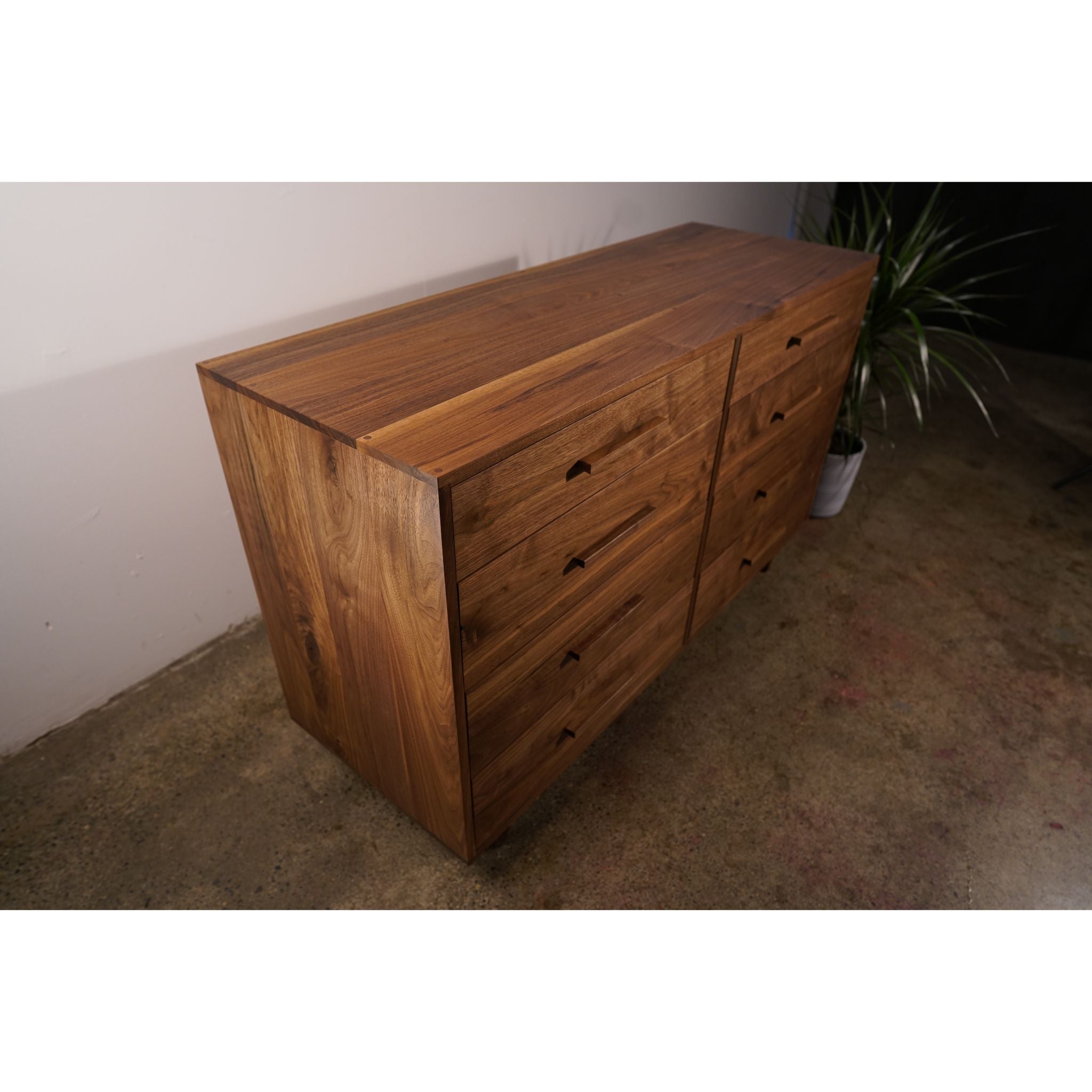 Lowboy Dresser 8 Drawer DR01 Top left Side View 2 by Tomfoolery Wood Co