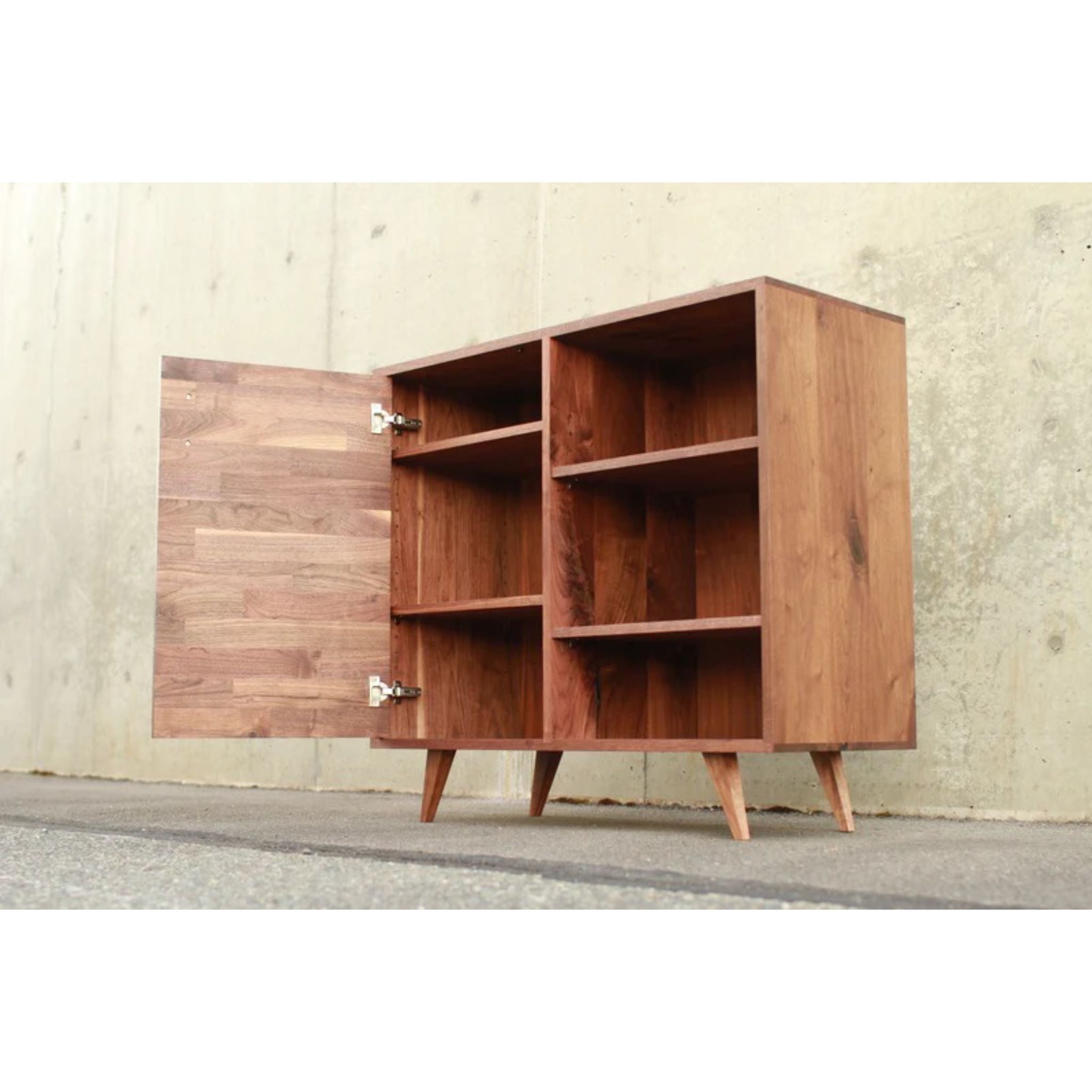 Medina Console CN55 Opened Door Right Side View by Tomfoolery Wood Co