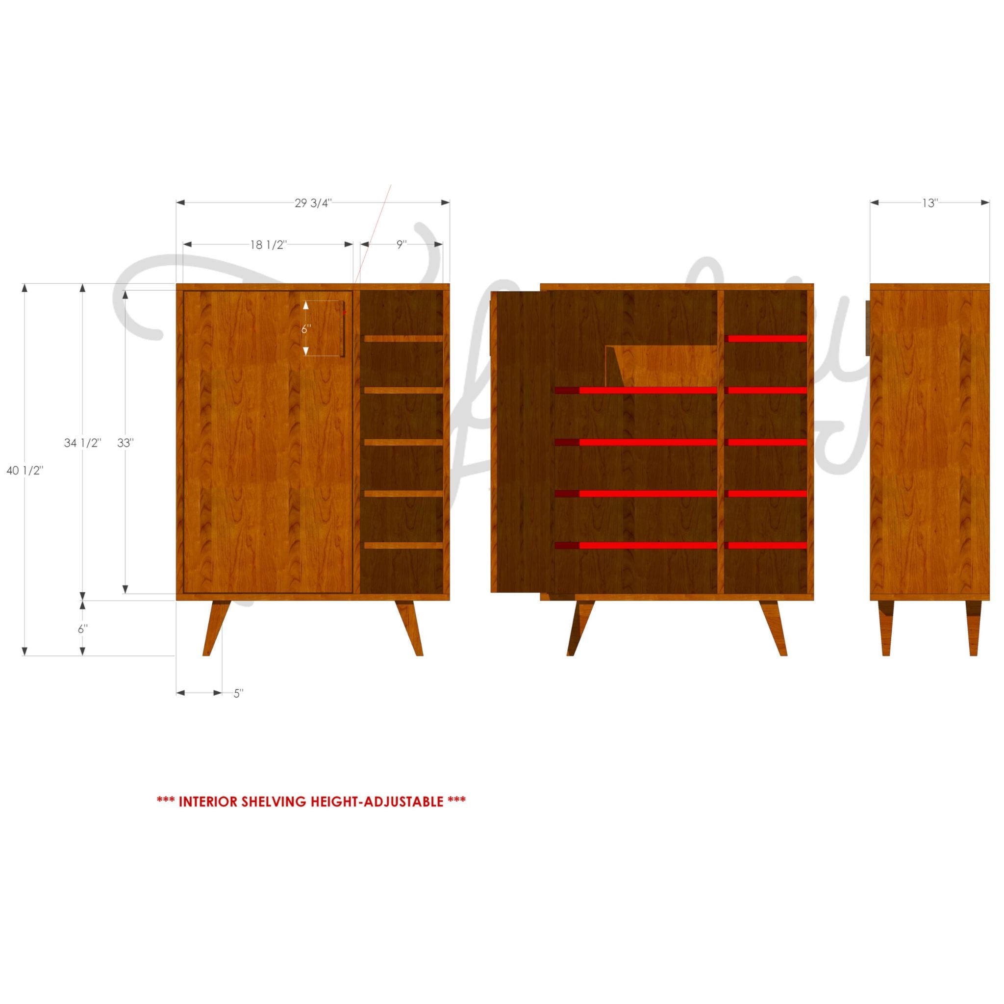 Medina Console Narrow CN17 Dimensions by Tomfoolery Wood Co