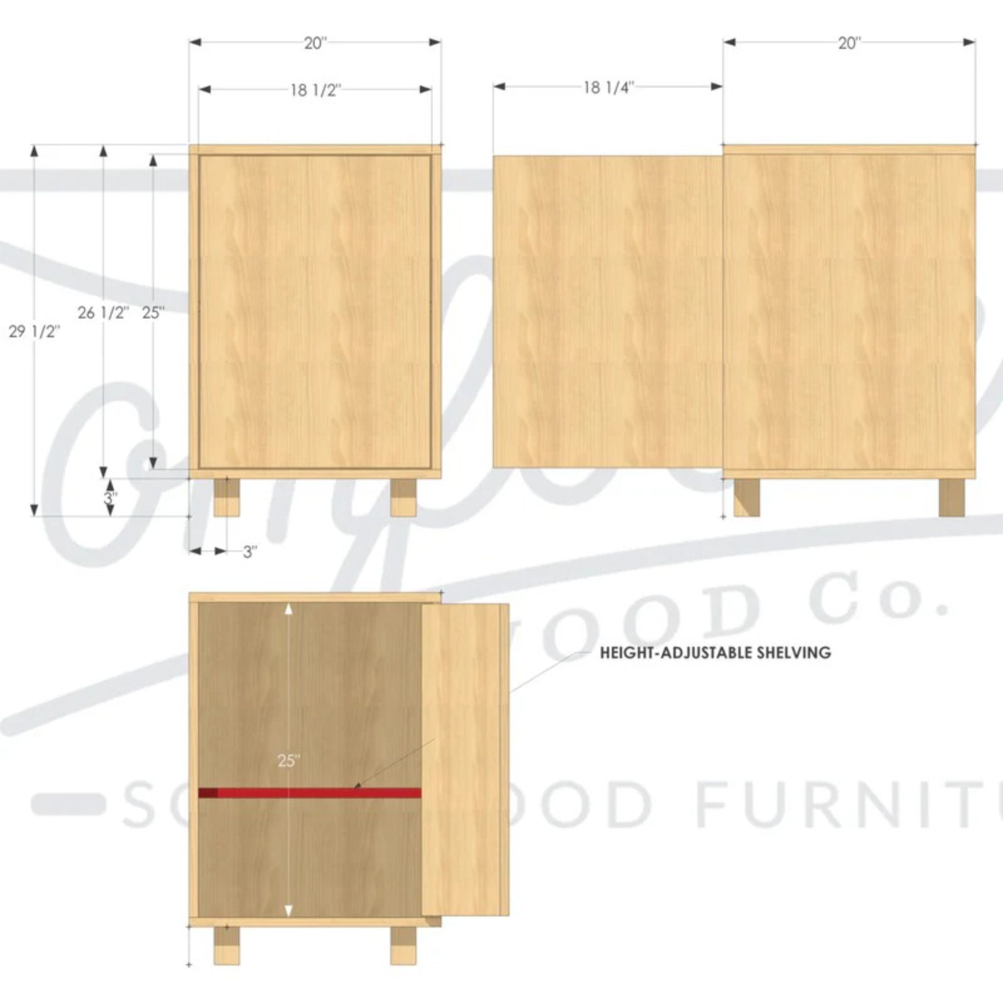 Modern Printer Cabinet CB14 Dimensions by Tomfoolery Wood Co