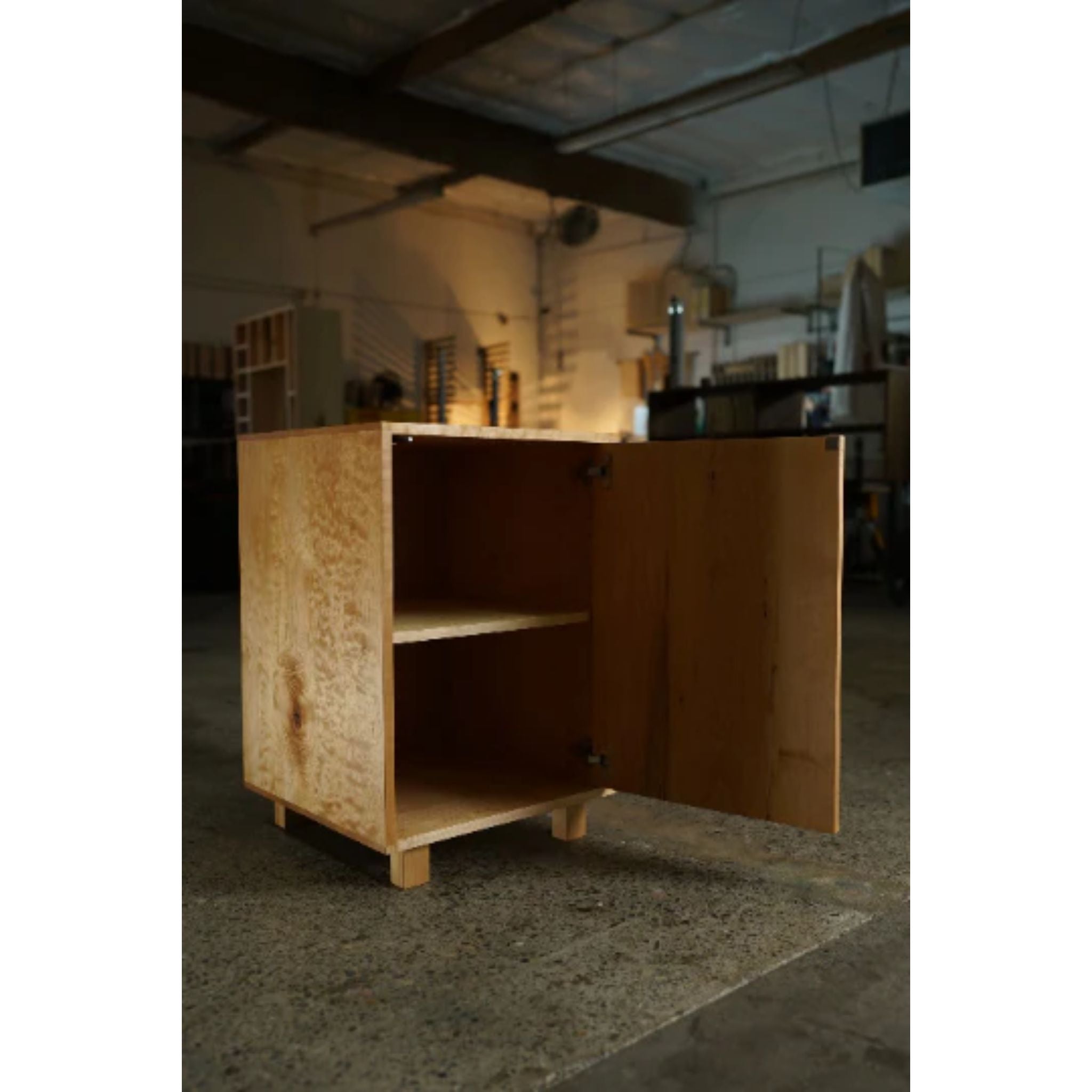 Modern Printer Cabinet CB14 Opened Doors View by Tomfoolery Wood Co