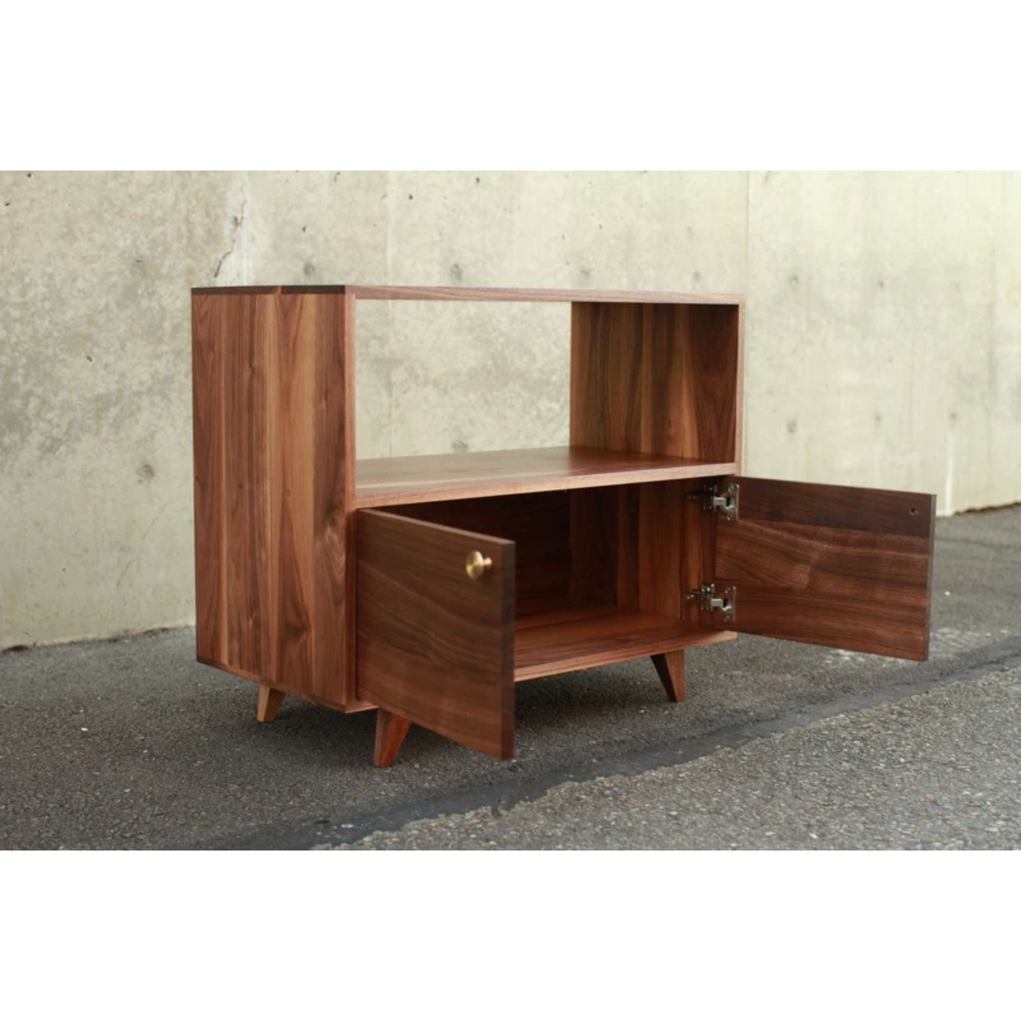 Pike Place Console CN38 Opened Doors View by Tomfoolery Wood Co