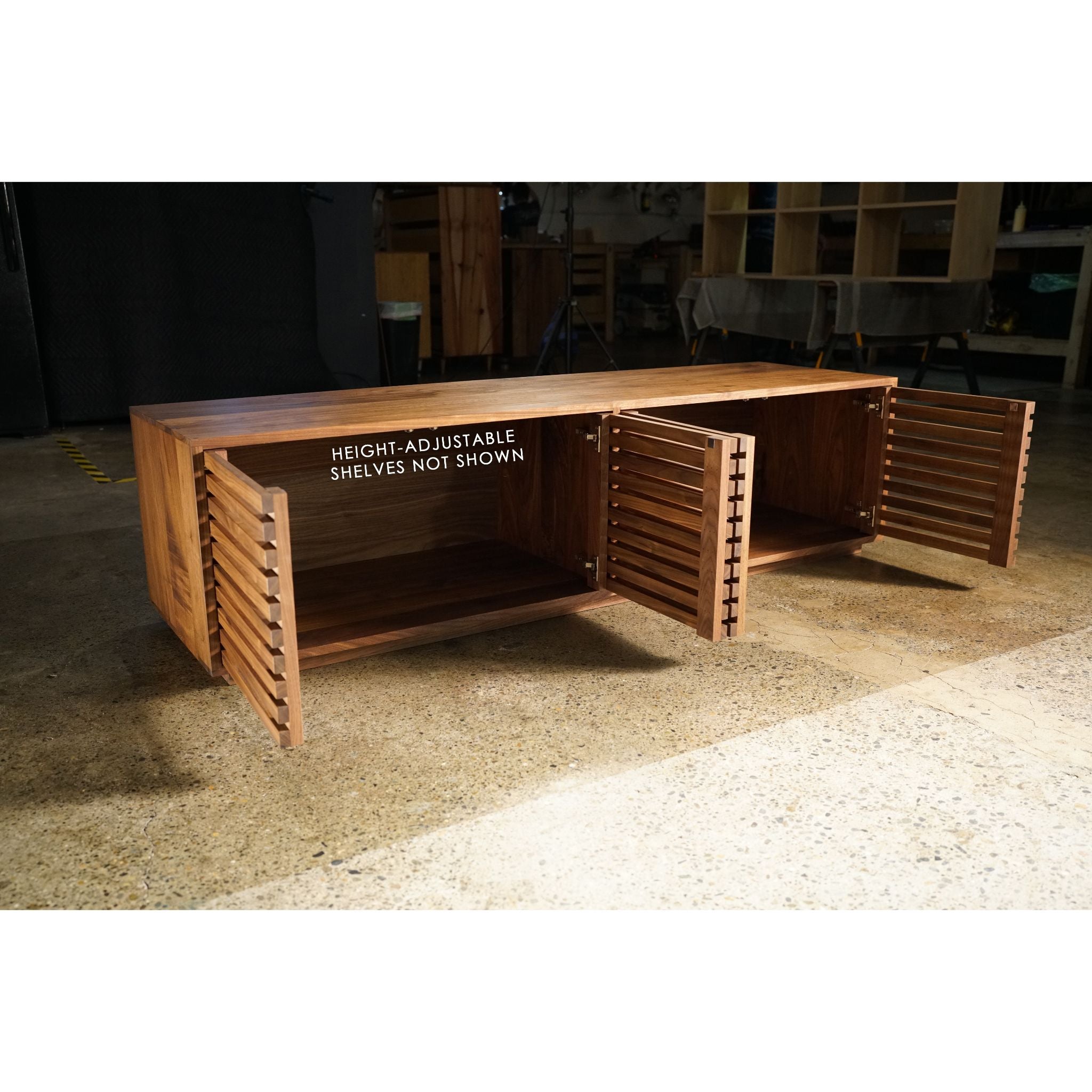 Preciado Console CN04 Open View by Tomfoolery Wood Co.