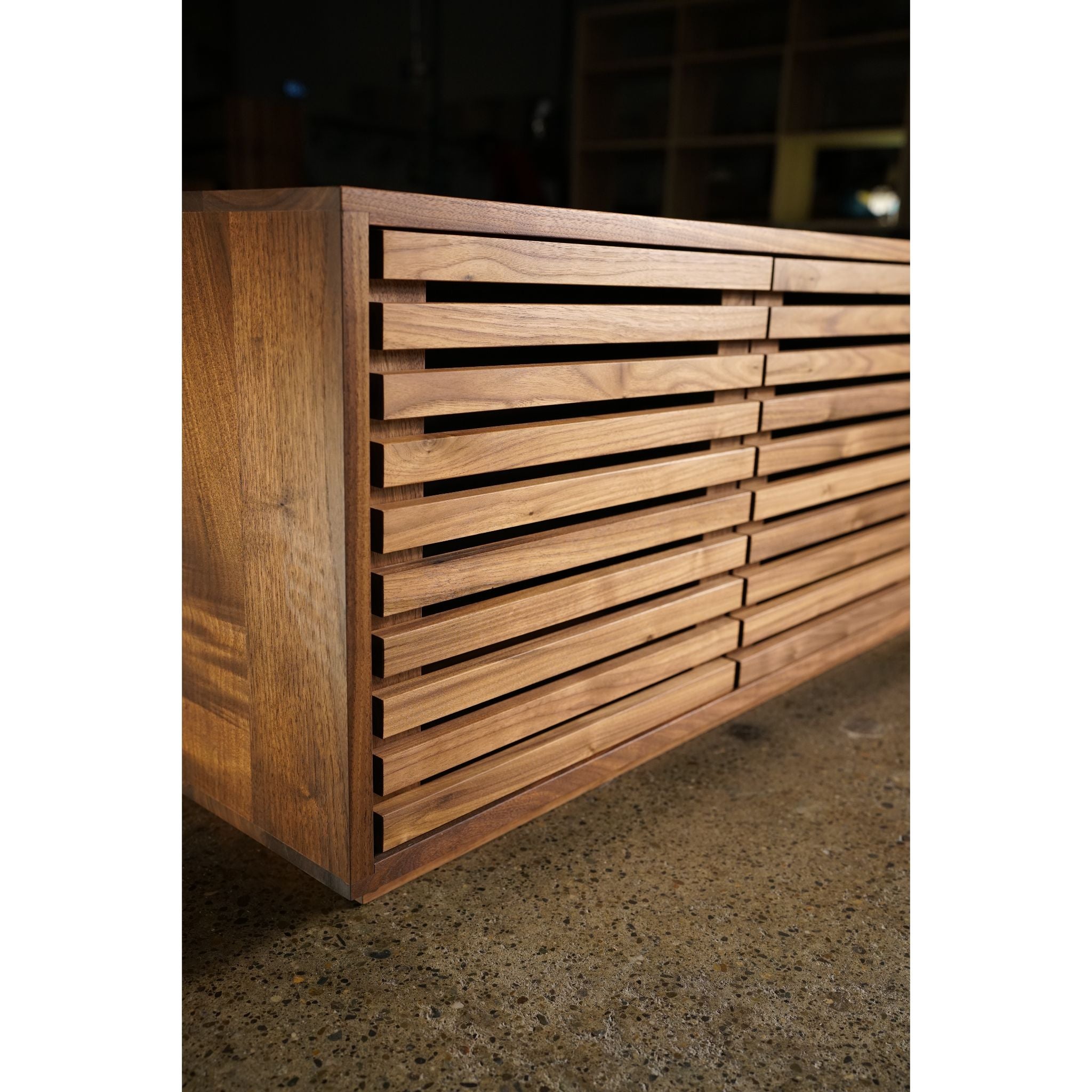 Preciado Console CN04 Left half View by Tomfoolery Wood Co.
