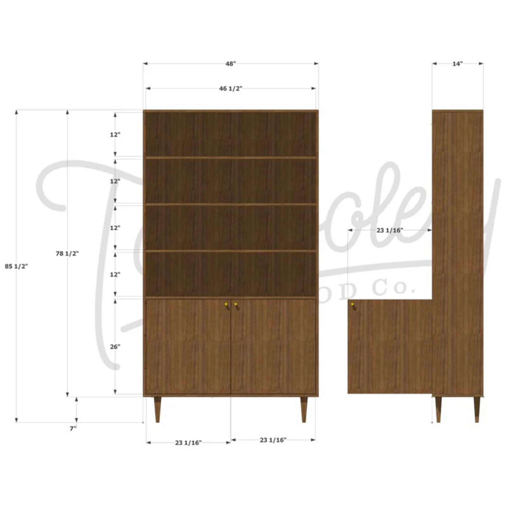 Robinson Cabinet Bookcase BC11 Dimensions by Tomfoolery Wood Co