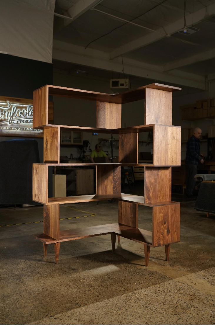 READY TO SHIP Walnut Corner Offstack Bookcase