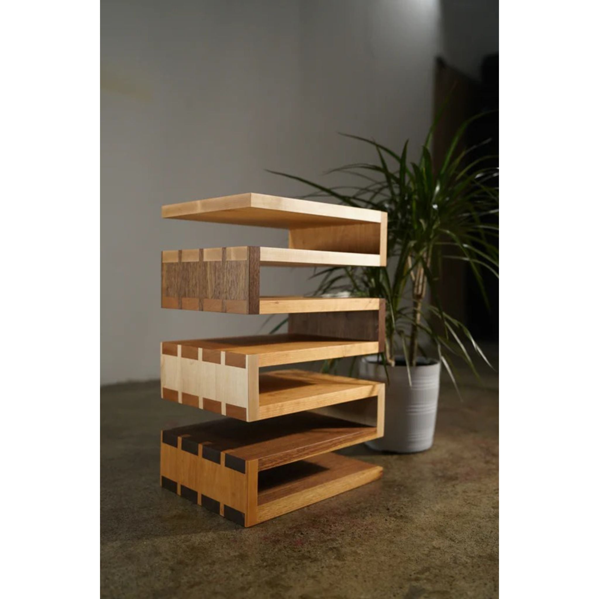 Serpentine End Table ET02 Side View by Tomfoolery Wood Co