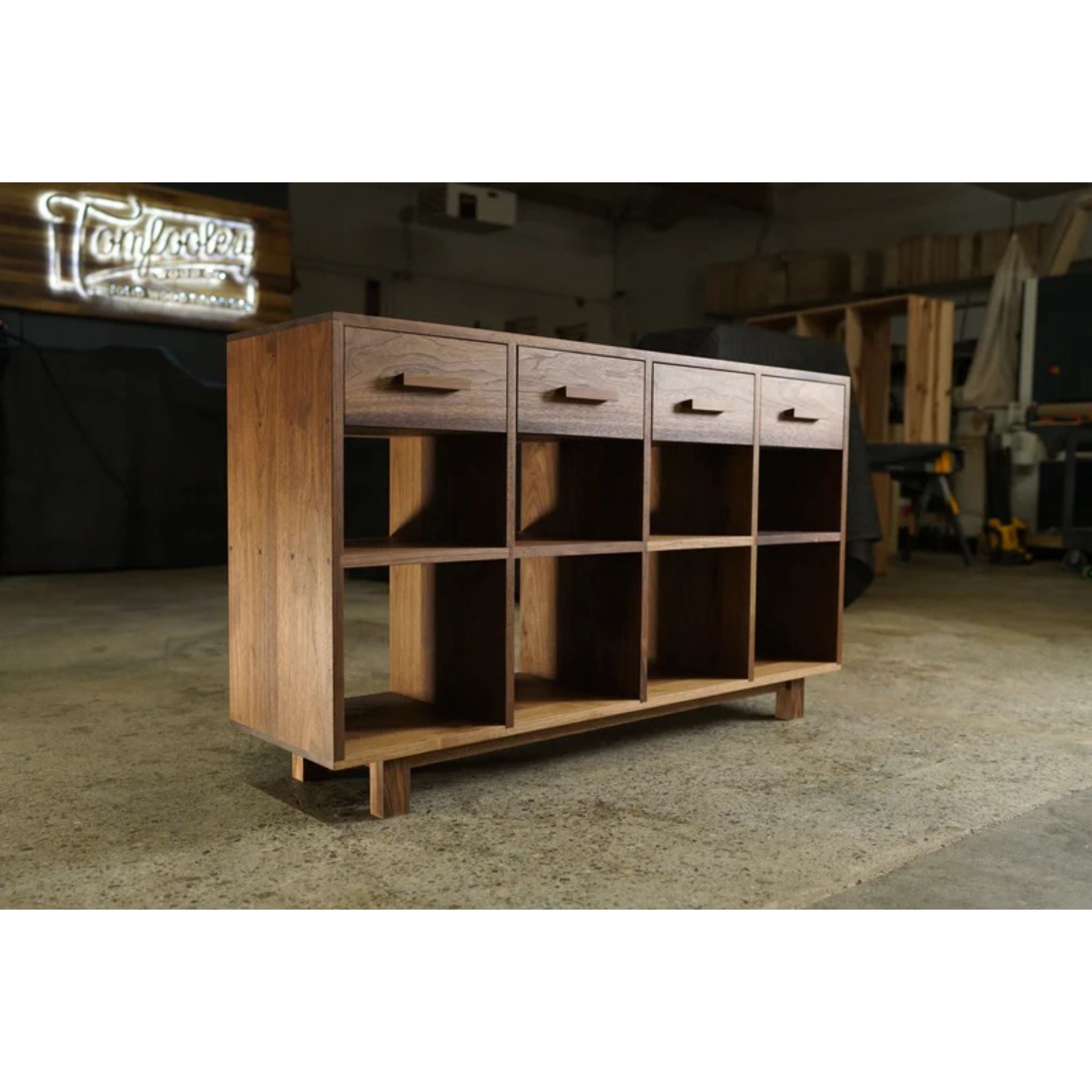 Storage Console 4 Drawer CN22 Full View by Tomfoolery Wood Co