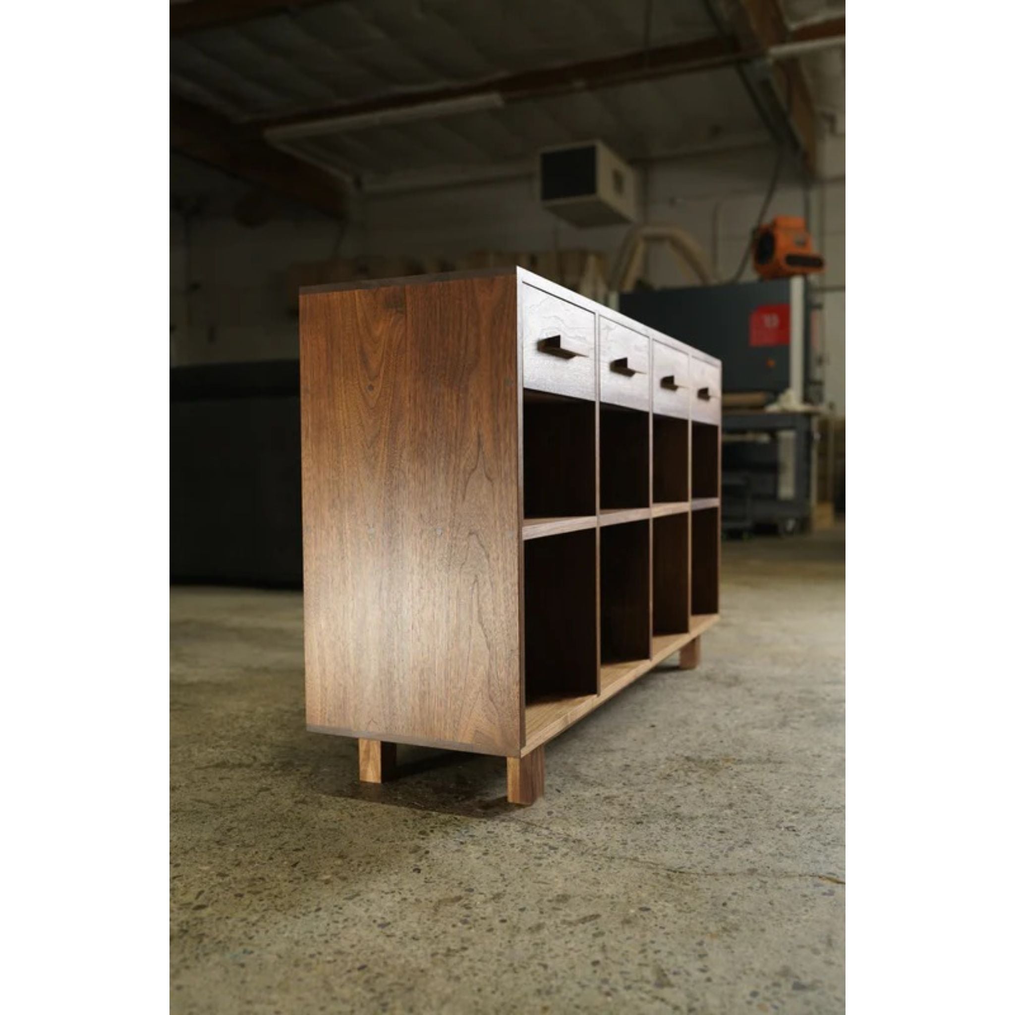 Storage Console 4 Drawer CN22 Left Side View by Tomfoolery Wood Co