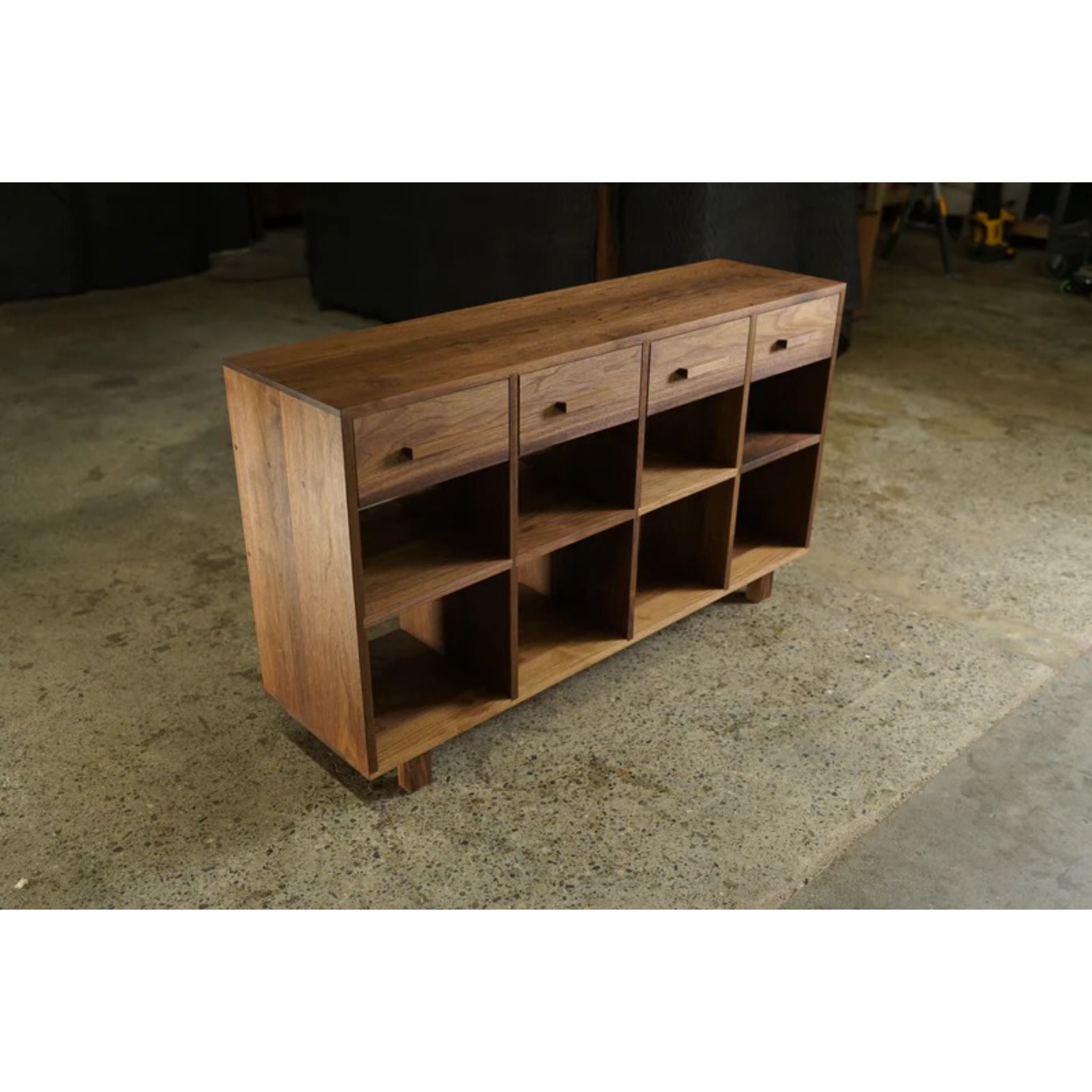 Storage Console 4 Drawer CN22 Top Side View by Tomfoolery Wood Co