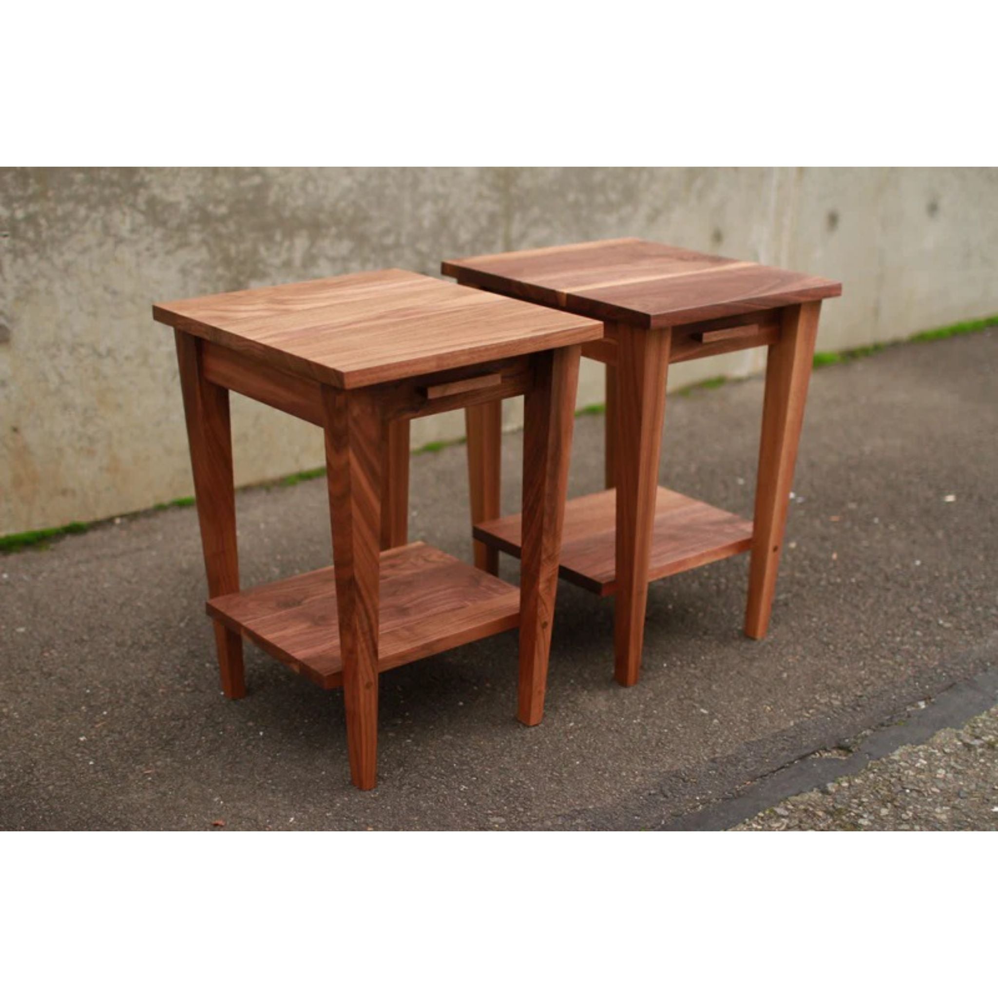 Urbanek Nightstand End Table ET08 Side View by Tomfoolery Wood Co