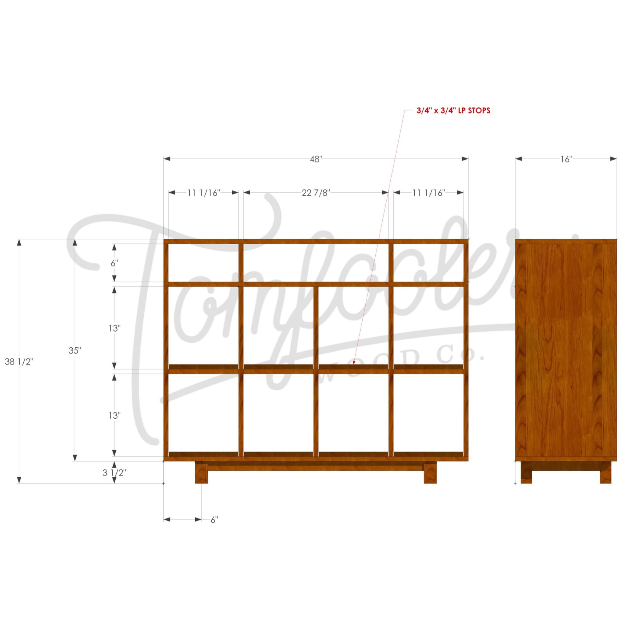 Wilkinson Vinyl Console CN03 Dimensions by Tomfoolery Wood Co