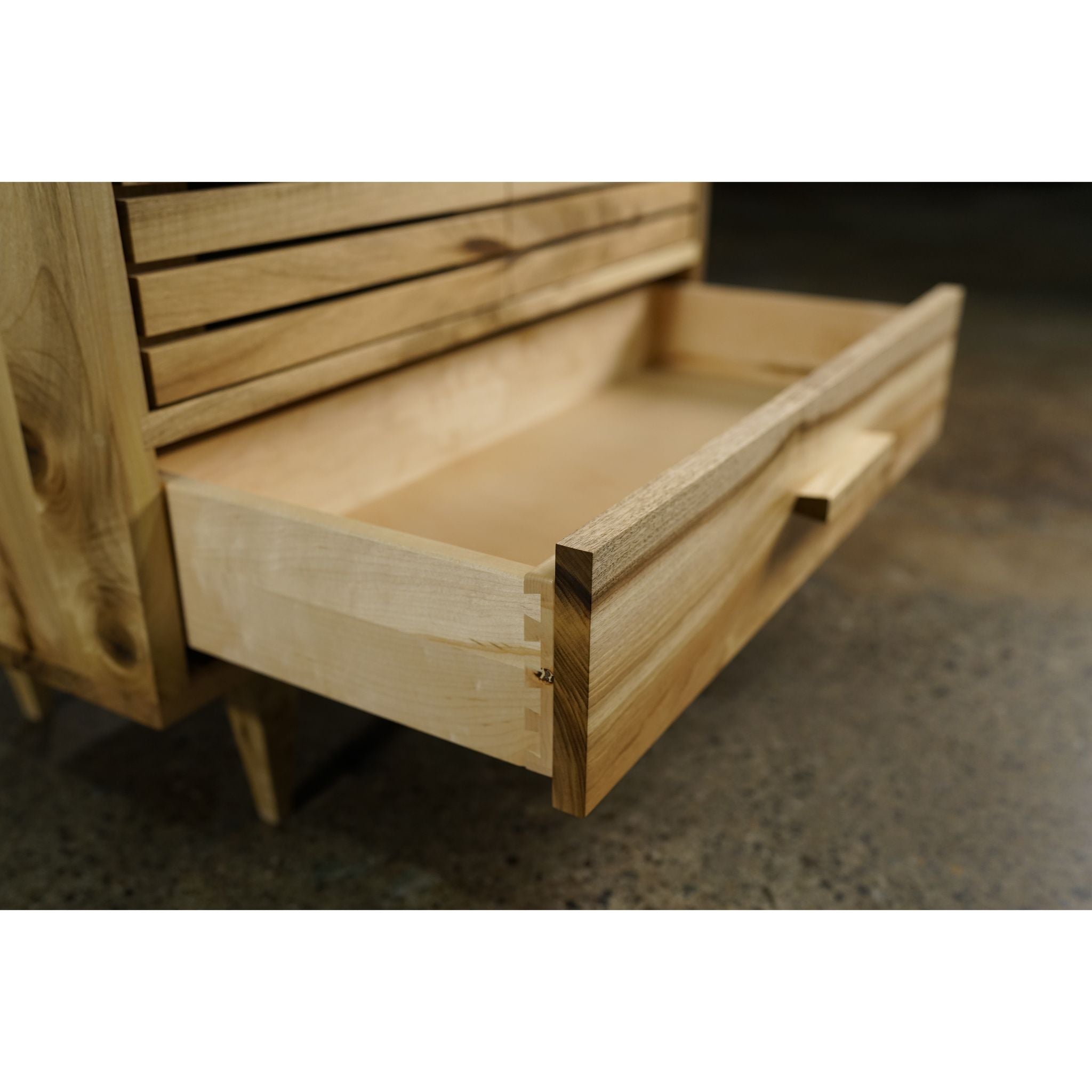 Willis Cabinet CB01 Opened Drawer View by Tomfoolery Wood Co