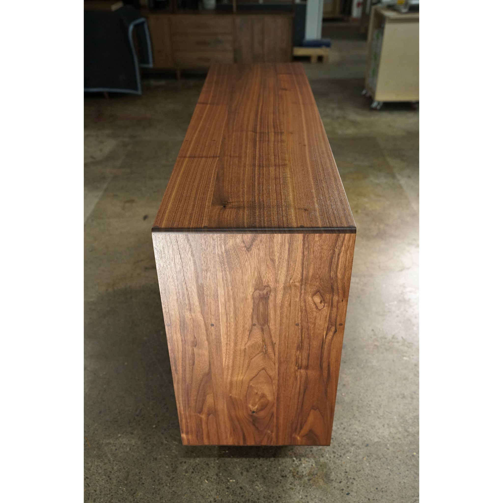 Zamora Console CN10 Left Upside View by Tomfoolery Wood Co