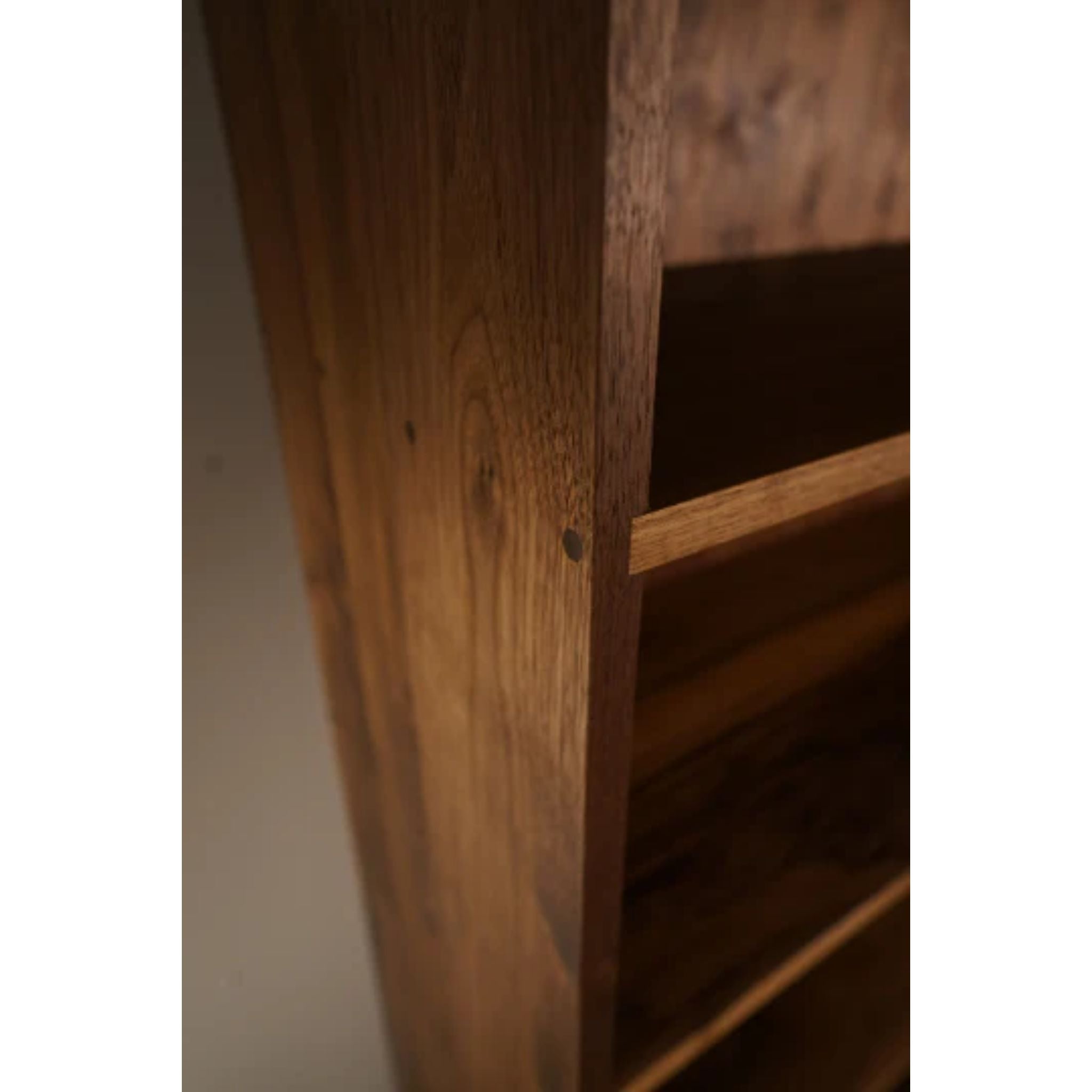 Rascoff Bookcase BC21 Left Side Closeup View by Tomfoolery Wood Co