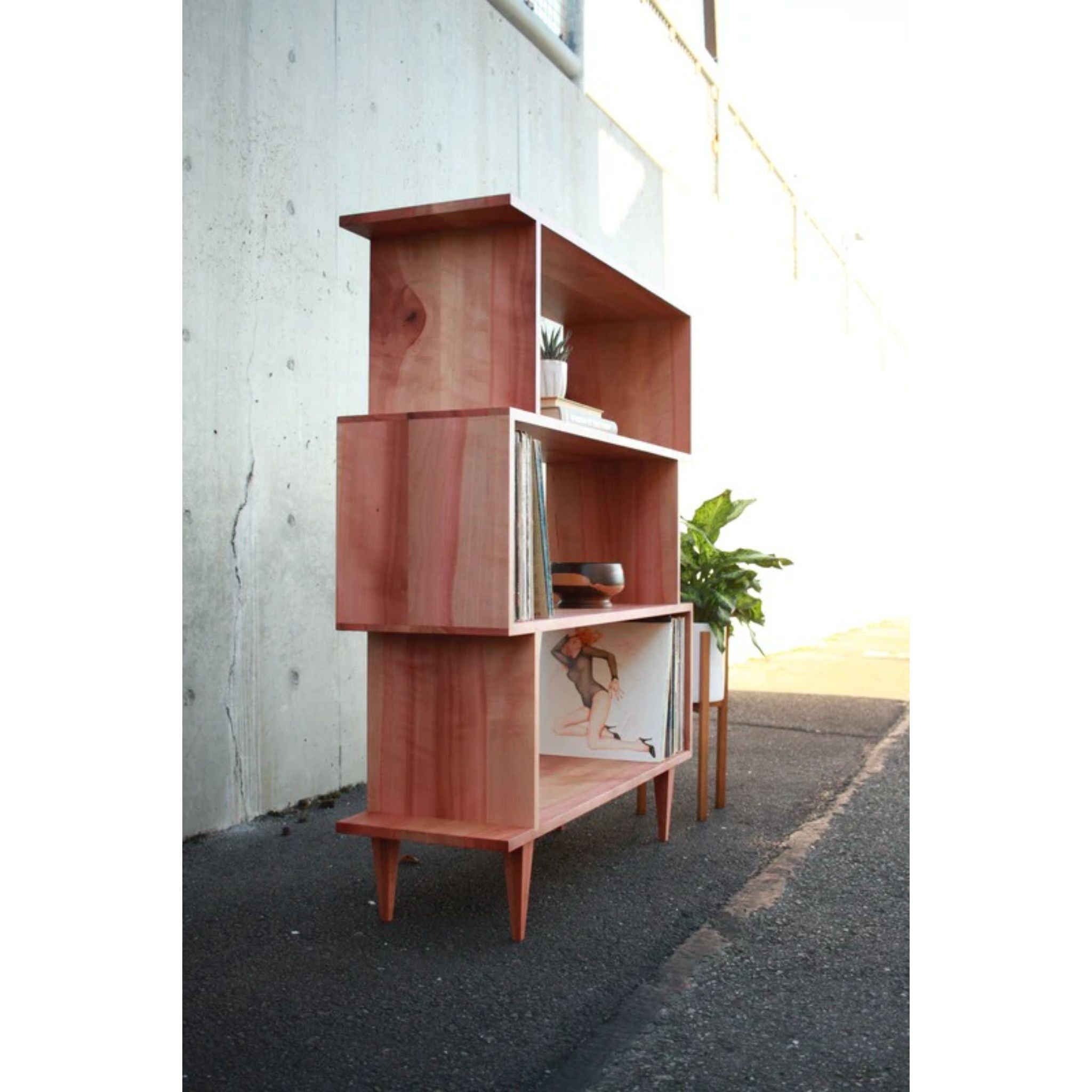 4-Tier Offstack Bookcase - Handcrafted Mid-Century Shelving