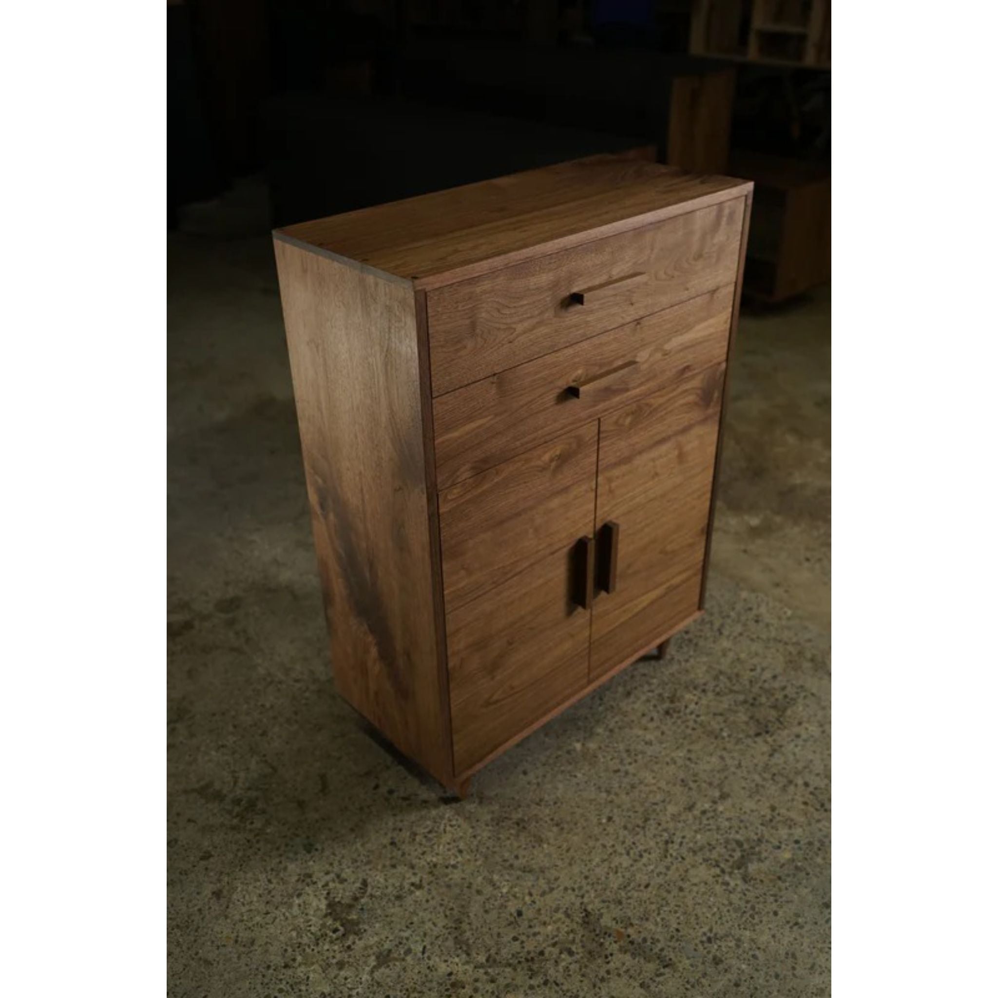 Alden Cabinet 2 Drawers CB02 Top Side View by Tomfoolery Wood Co