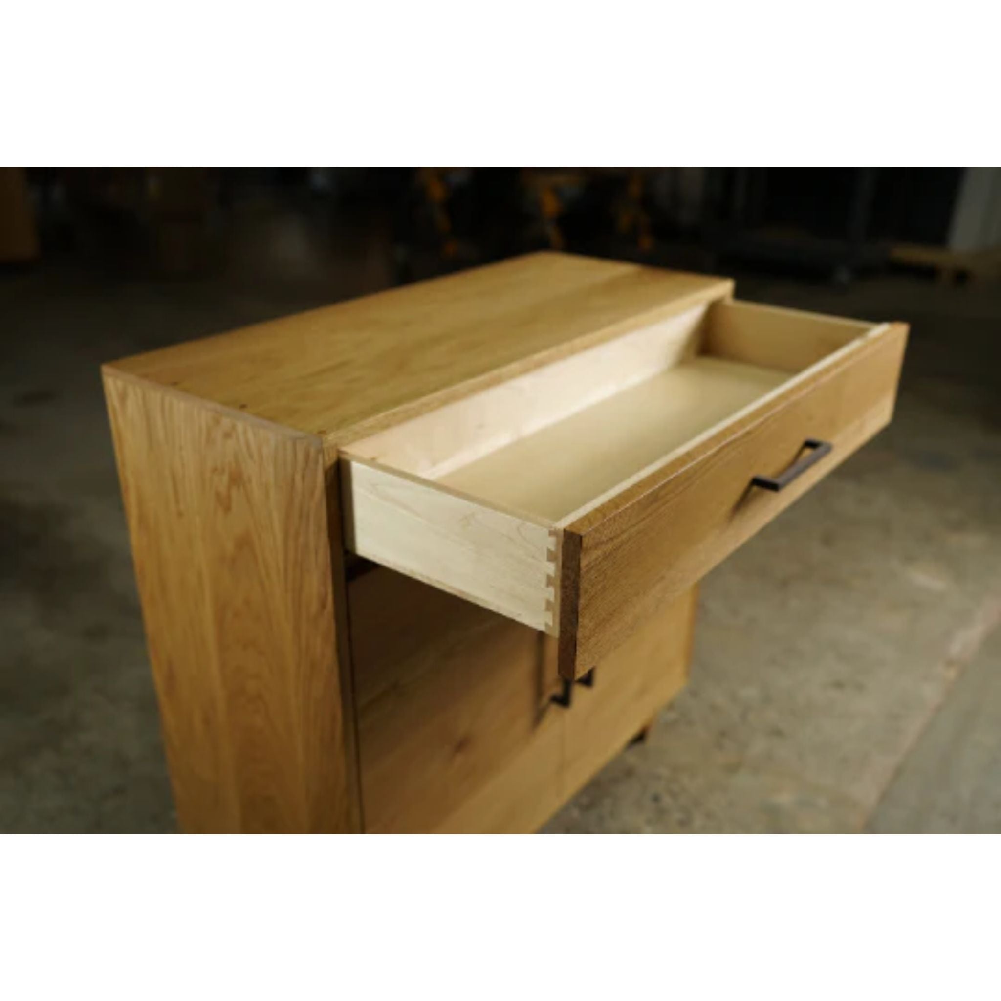 Alden Cabinet Alt1 CB06 Opened Drawer View by Tomfoolery Wood Co