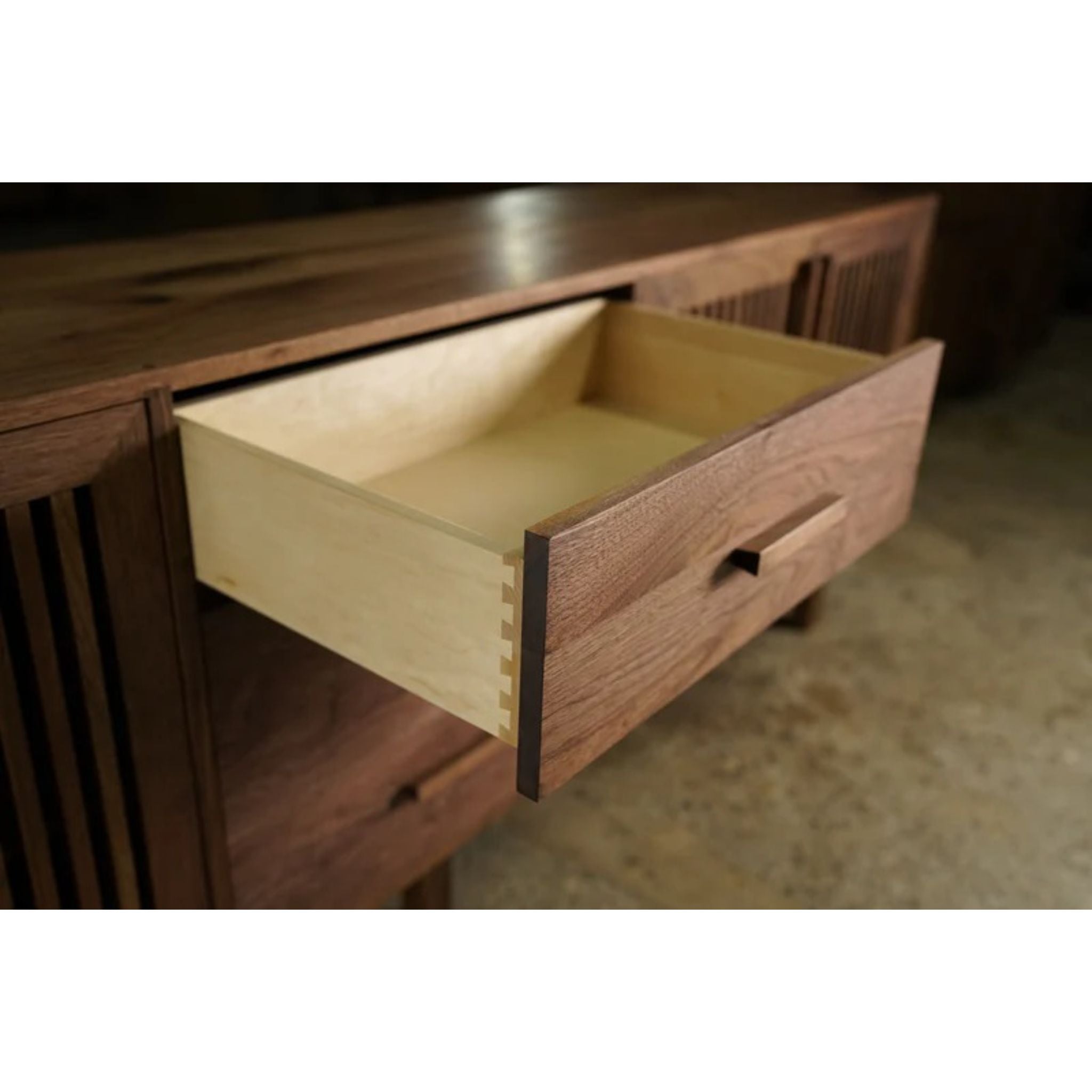 Armocido Buffet 3 Drawers CN24 Opened Drawer Closeup View by Tomfoolery Wood Co